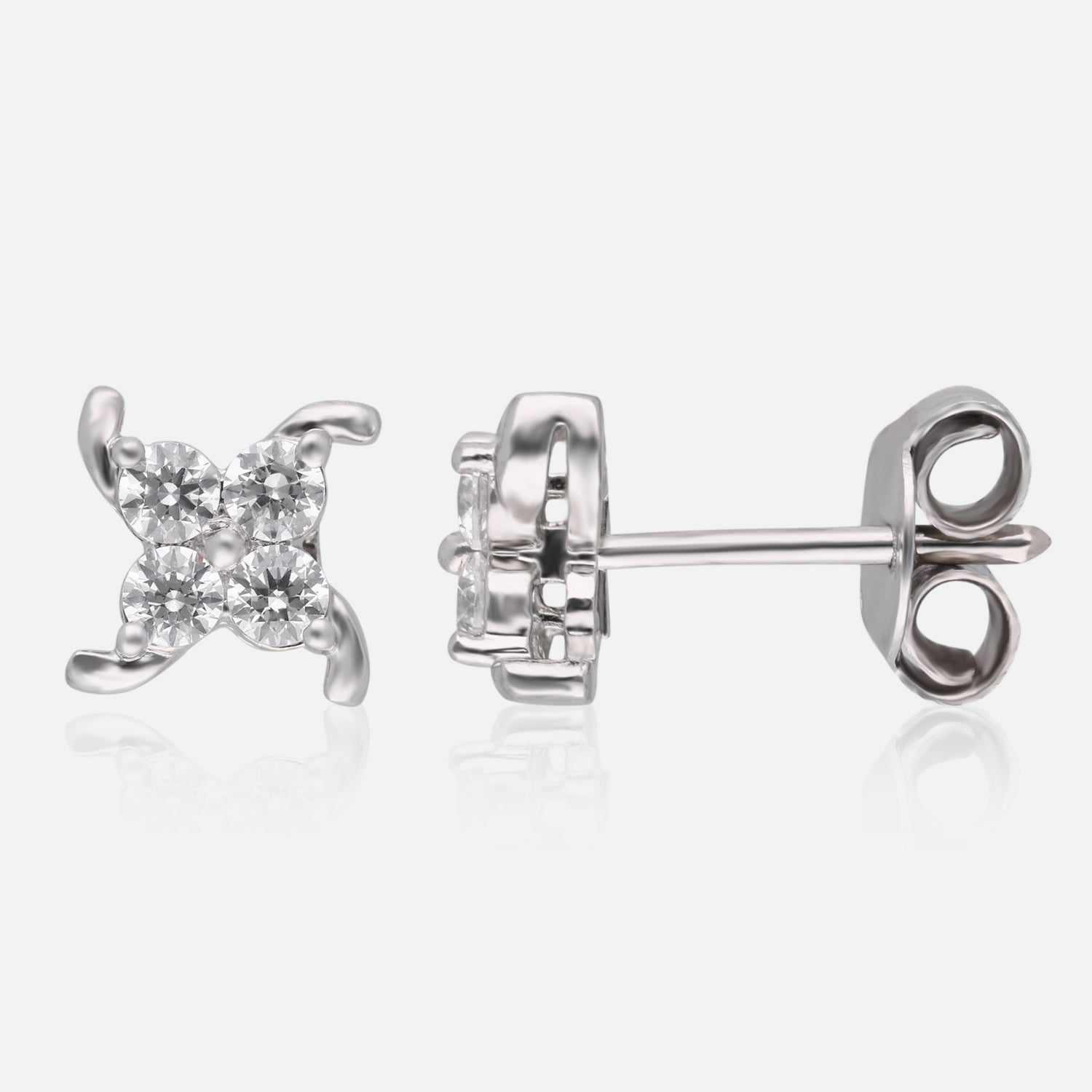 Clustered Brilliance Diamond-Style Stud Earrings in Sterling Silver | SKU : 0022196361, 0022194978, 0003904725