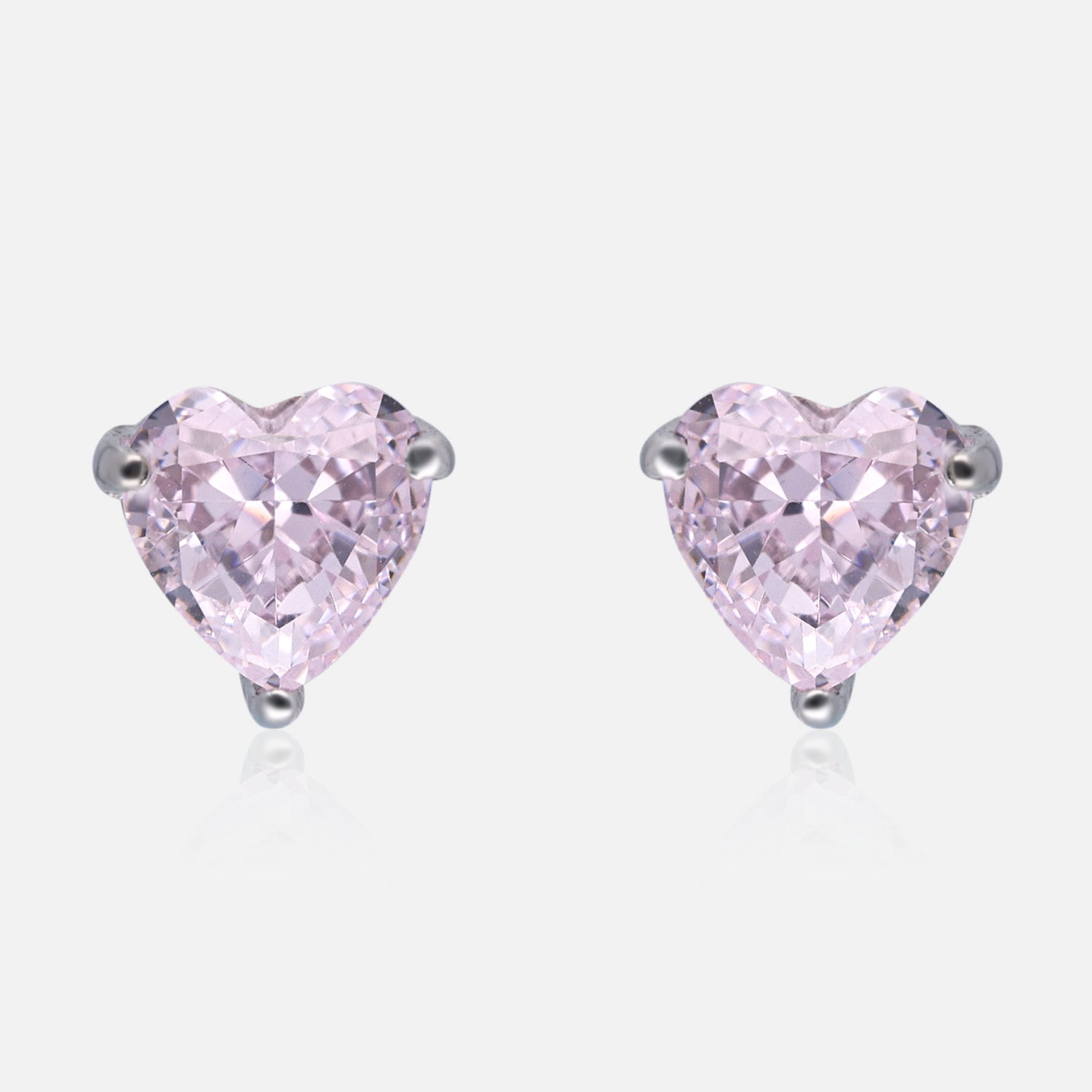 Sterling Silver Heart Solitaire Stud Earrings – Pink & Yellow Gemstone Options | SKU : 0022196439, 0022195043, 0003904794