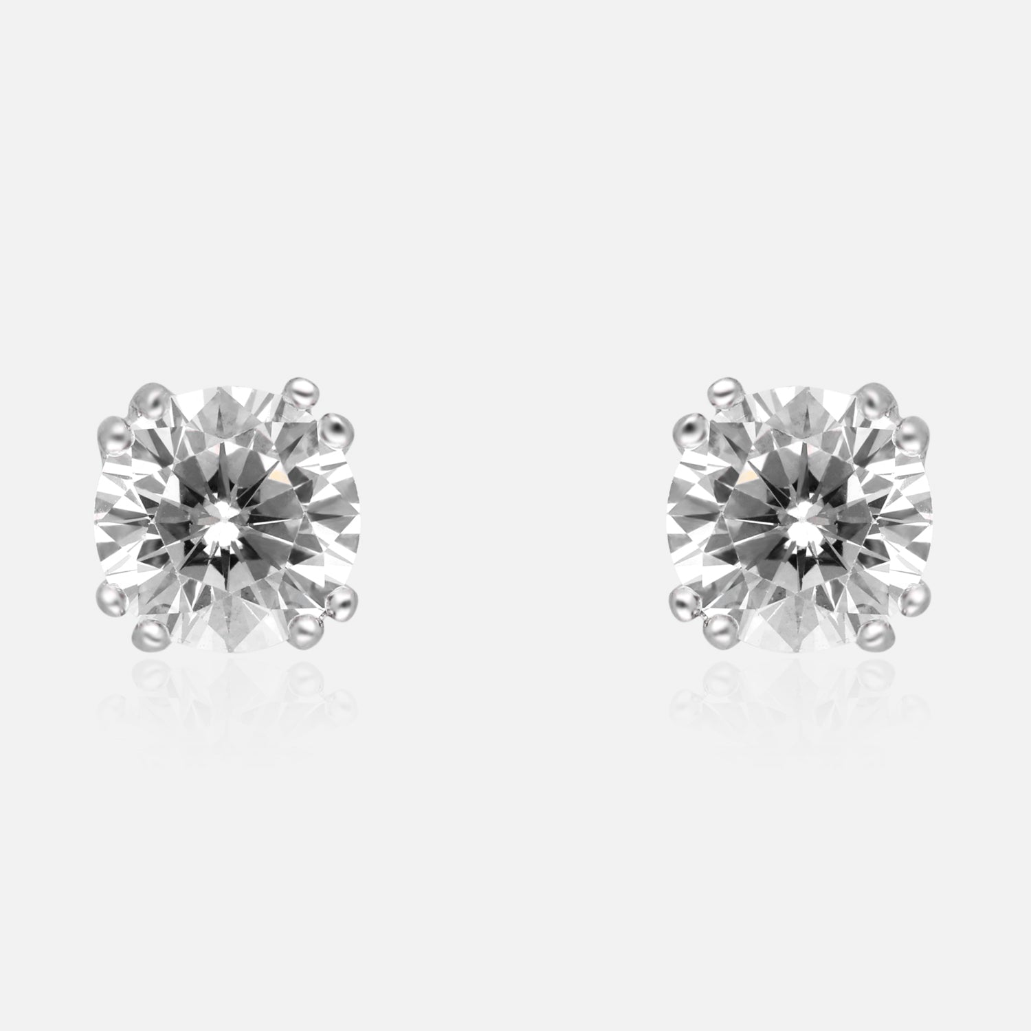 Classic Round-Cut Cubic Zirconia Solitaire Stud Earrings in Sterling Silver | SKU : 0022196453, 0022195067, 0003904817