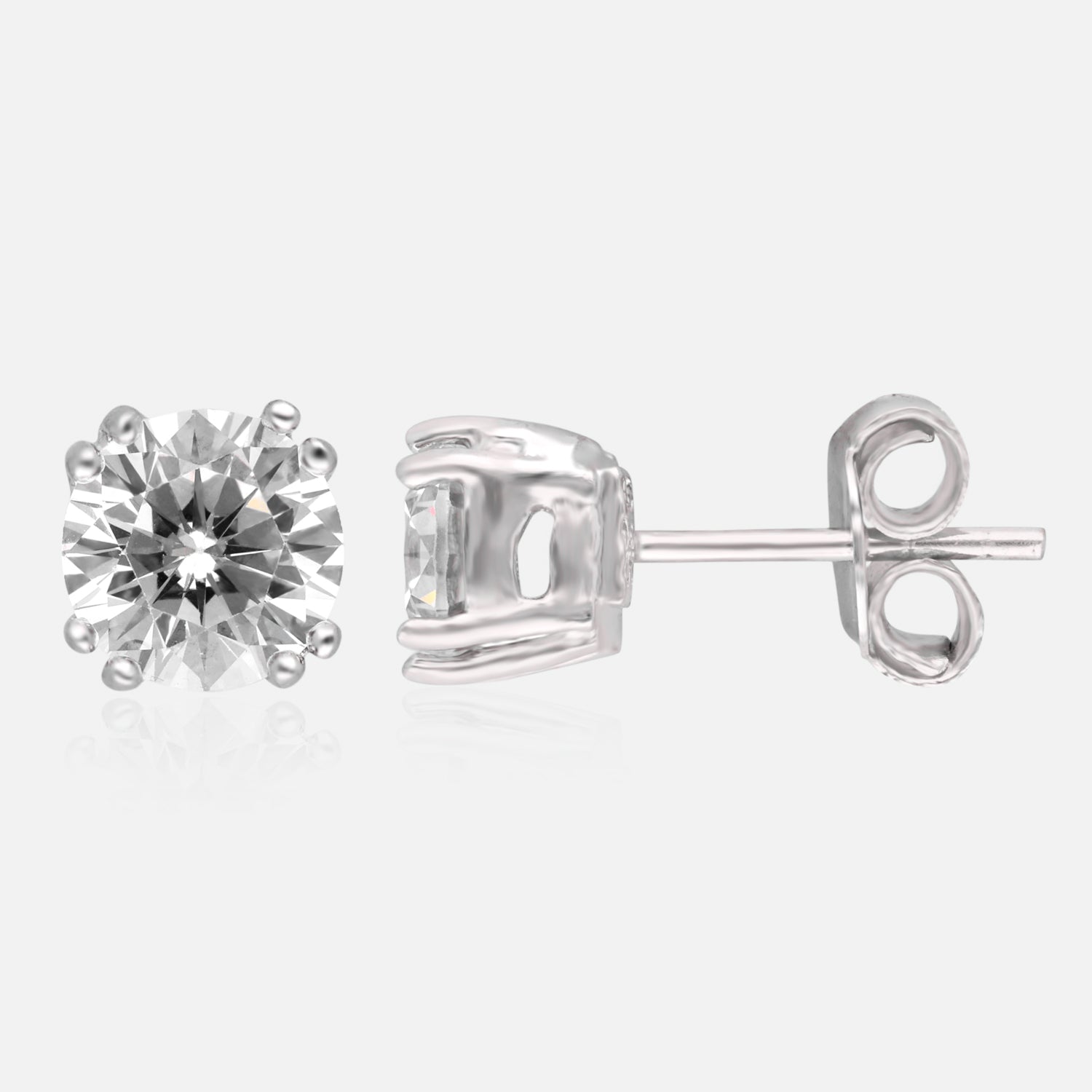 Classic Round-Cut Cubic Zirconia Solitaire Stud Earrings in Sterling Silver | SKU : 0022196453, 0022195067, 0003904817