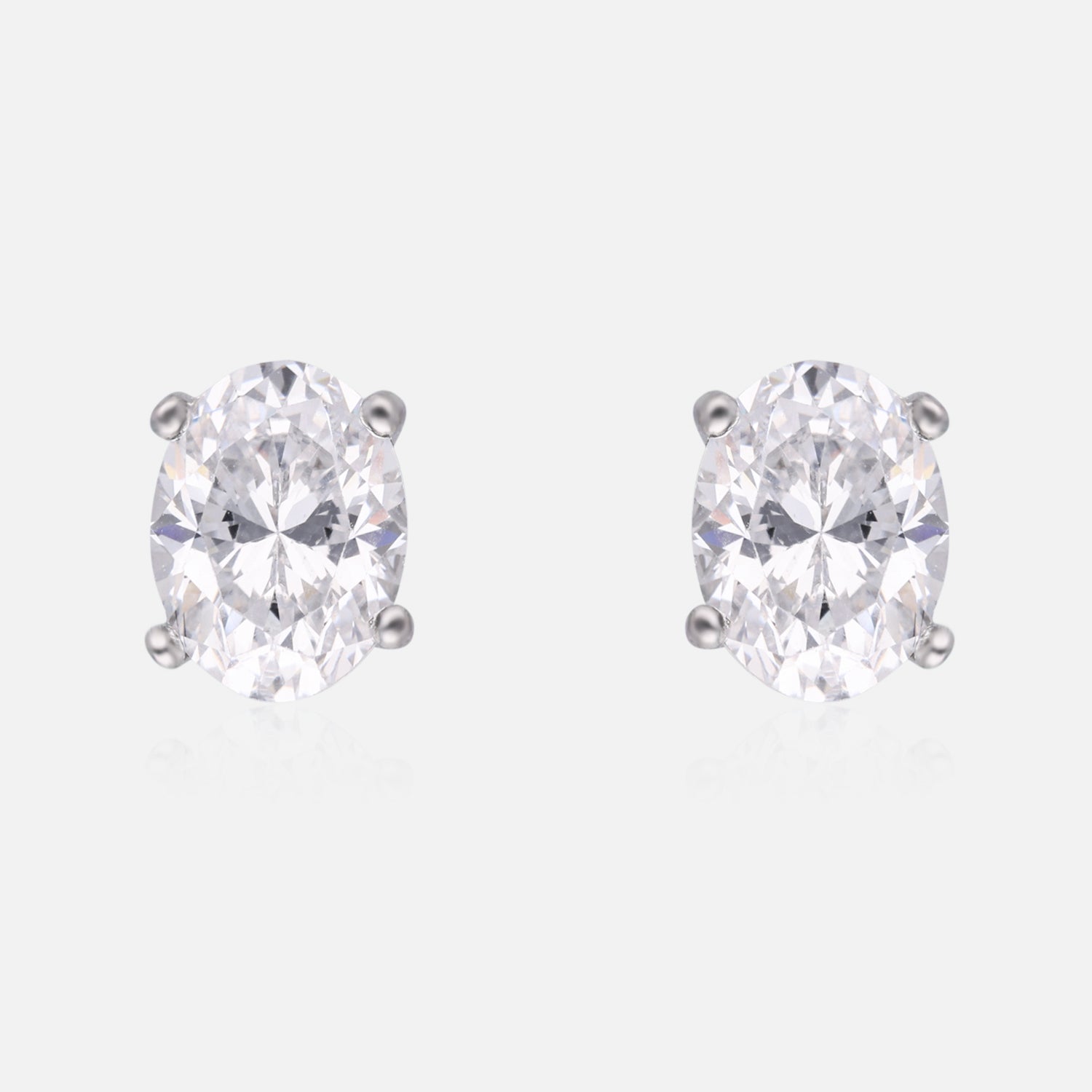 Oval-Cut Cubic Zirconia Stud Earrings in Sterling Silver | SKU : 0022196484, 0022195098, 0003904848