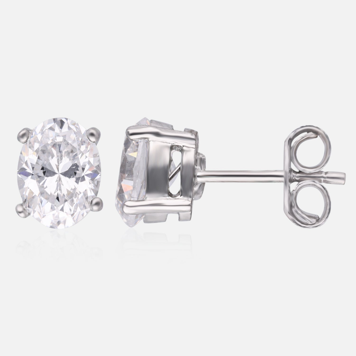 Oval-Cut Cubic Zirconia Stud Earrings in Sterling Silver | SKU : 0022196484, 0022195098, 0003904848