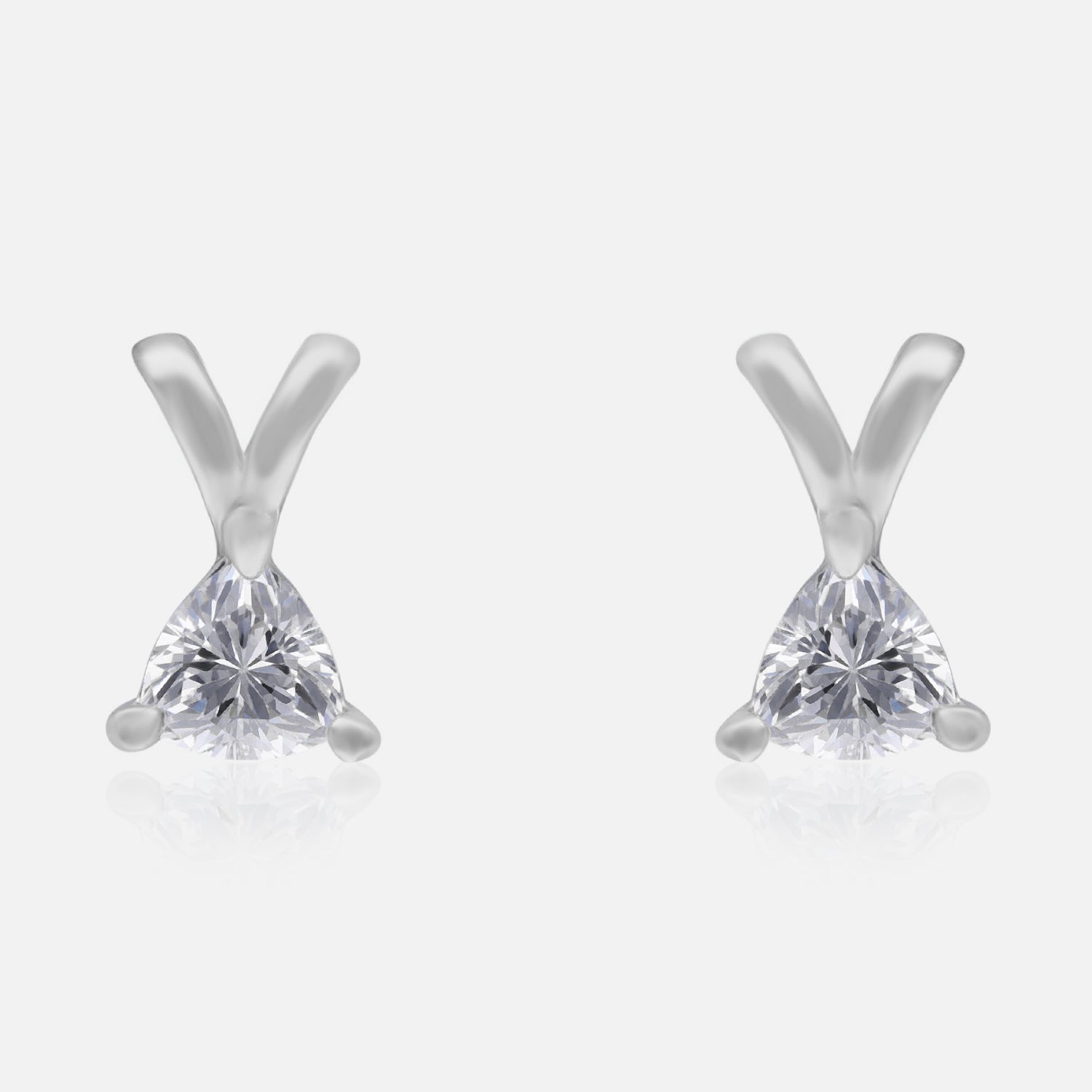 Trillion-Cut Cubic Zirconia V-Prong Stud Earrings in Sterling Silver | SKU : 0022196491, 0022195104, 0003904855
