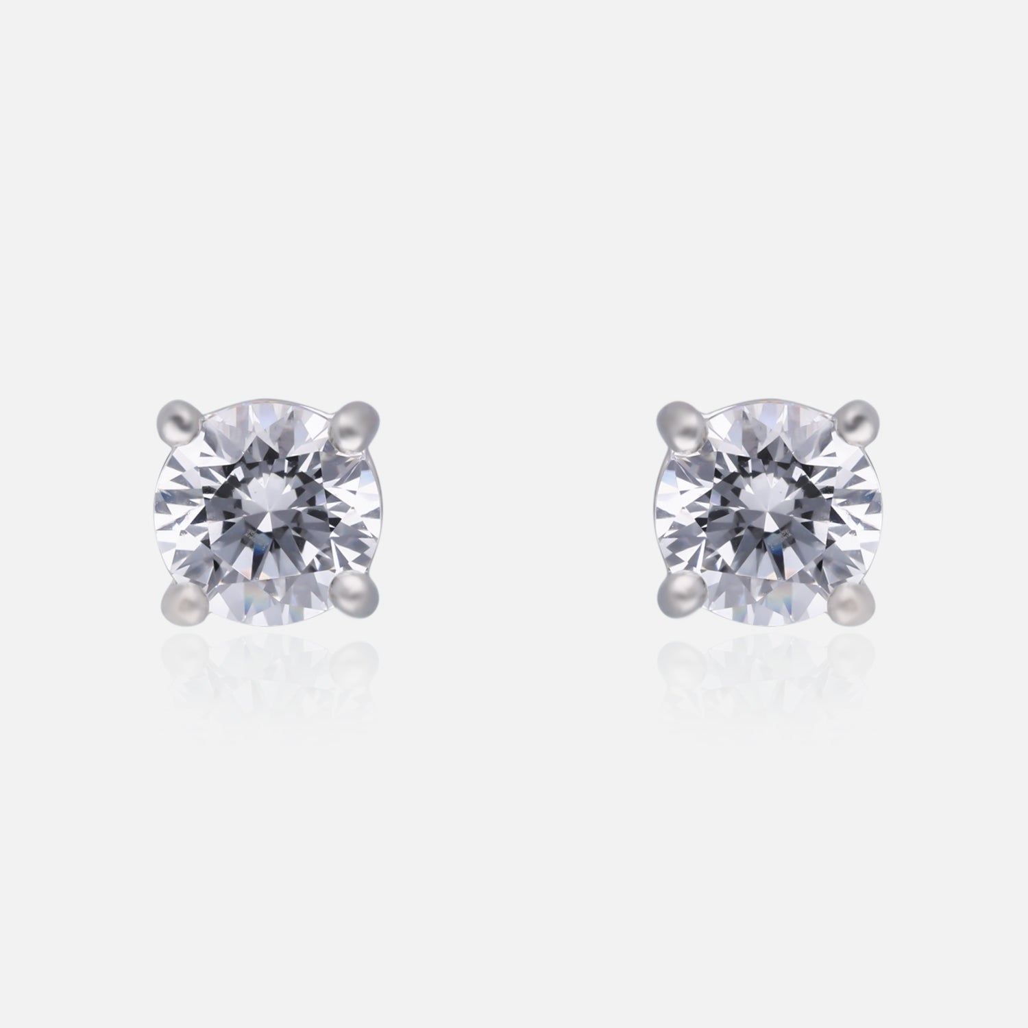 Classic Round-Cut Cubic Zirconia Solitaire Stud Earrings in Sterling Silver | SKU : 0022196545, 0022195159, 0003904909