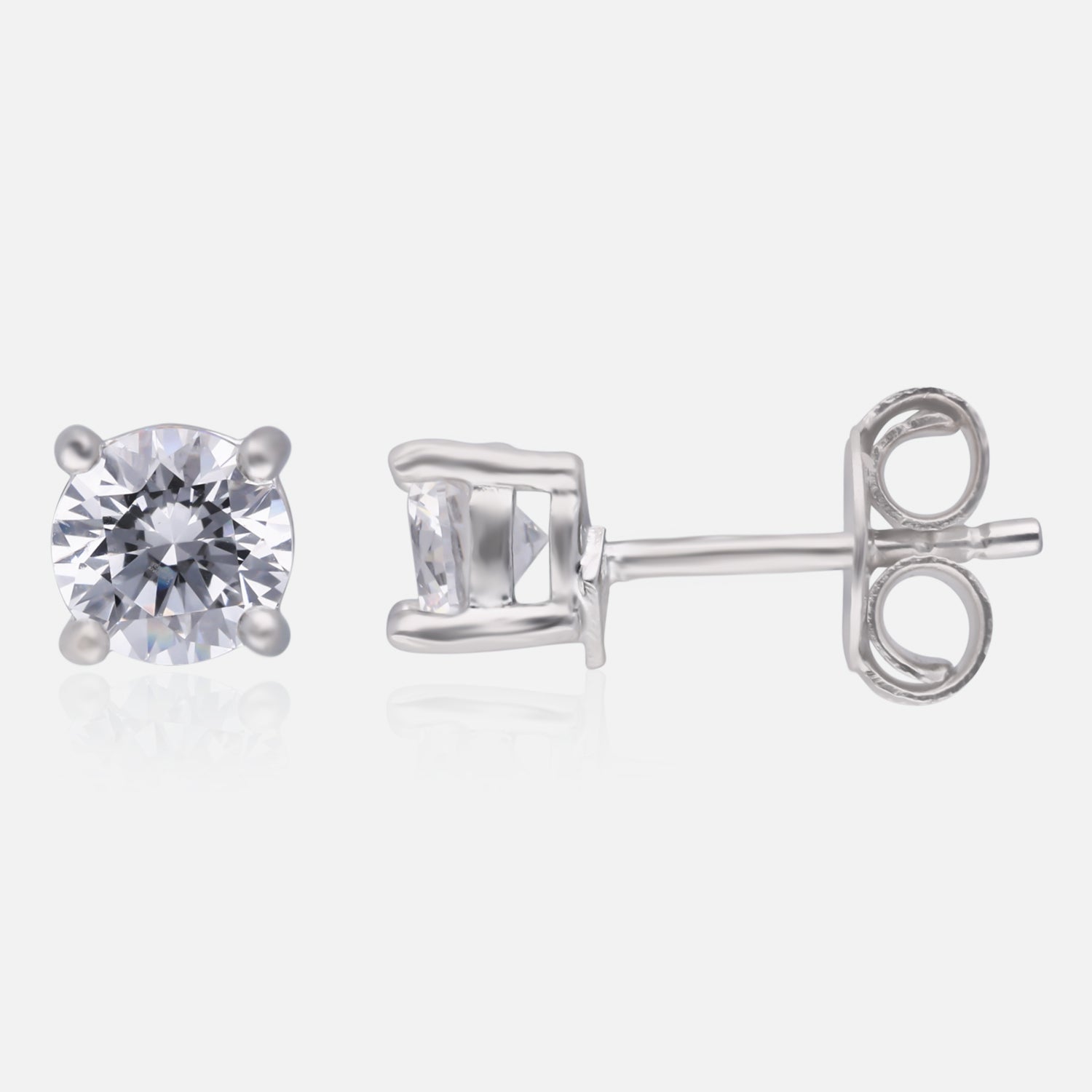 Classic Round-Cut Cubic Zirconia Solitaire Stud Earrings in Sterling Silver | SKU : 0022196545, 0022195159, 0003904909