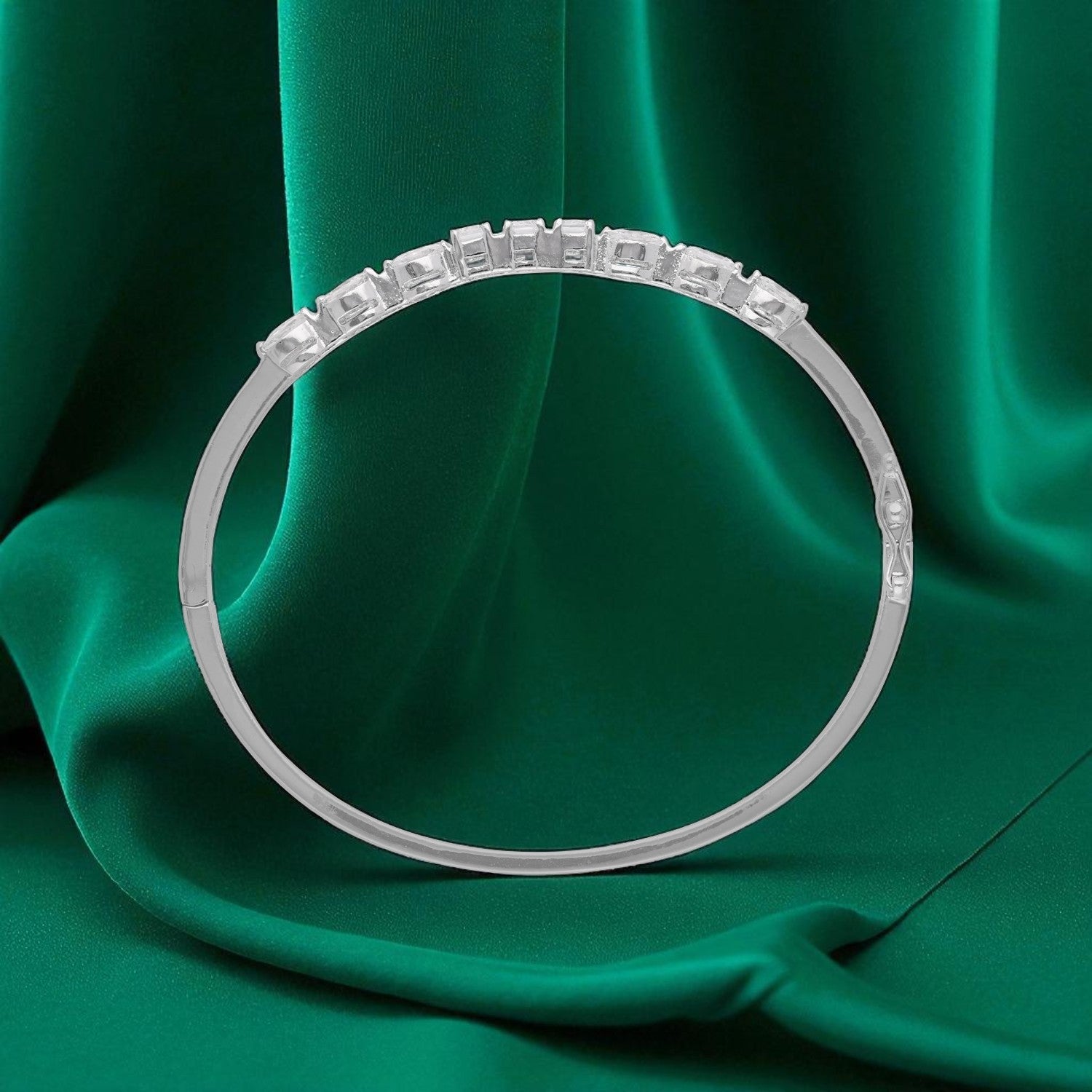 Sterling Silver Marquise & Baguette Diamond-Accented Designer Bangle | SKU : 0022219541, 0022219336, 0003921999