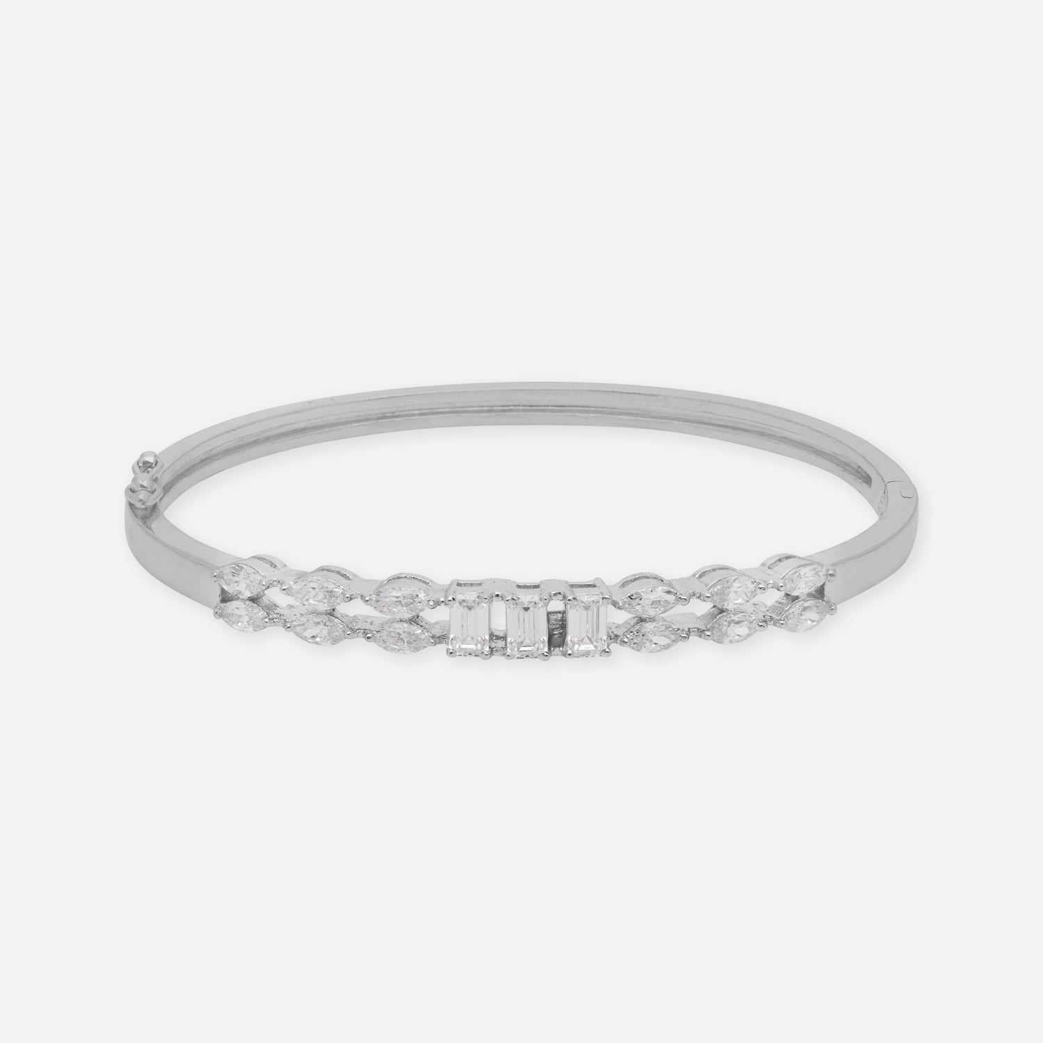 Sterling Silver Marquise & Baguette Diamond-Accented Designer Bangle | SKU : 0022219541, 0022219336, 0003921999