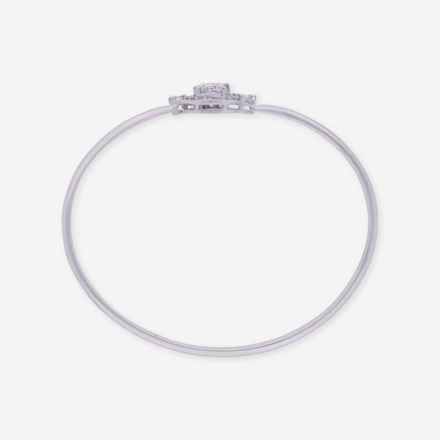 Sterling Silver Twin Round Halo Diamond-Accented Open Bangle | SKU : 0022219626, 0022219411, 0003922071