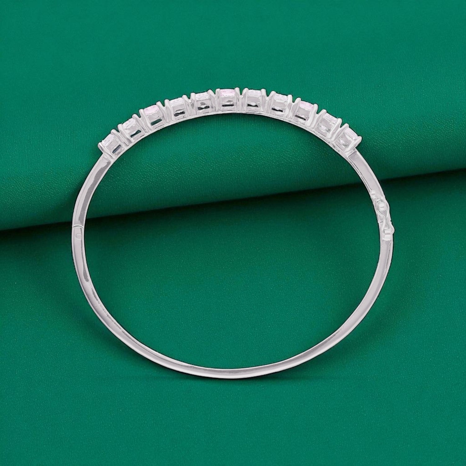 Sterling Silver Pink & White Emerald-Cut Stone Bracelet | SKU : 0022219619, 0022219404, 0003922064