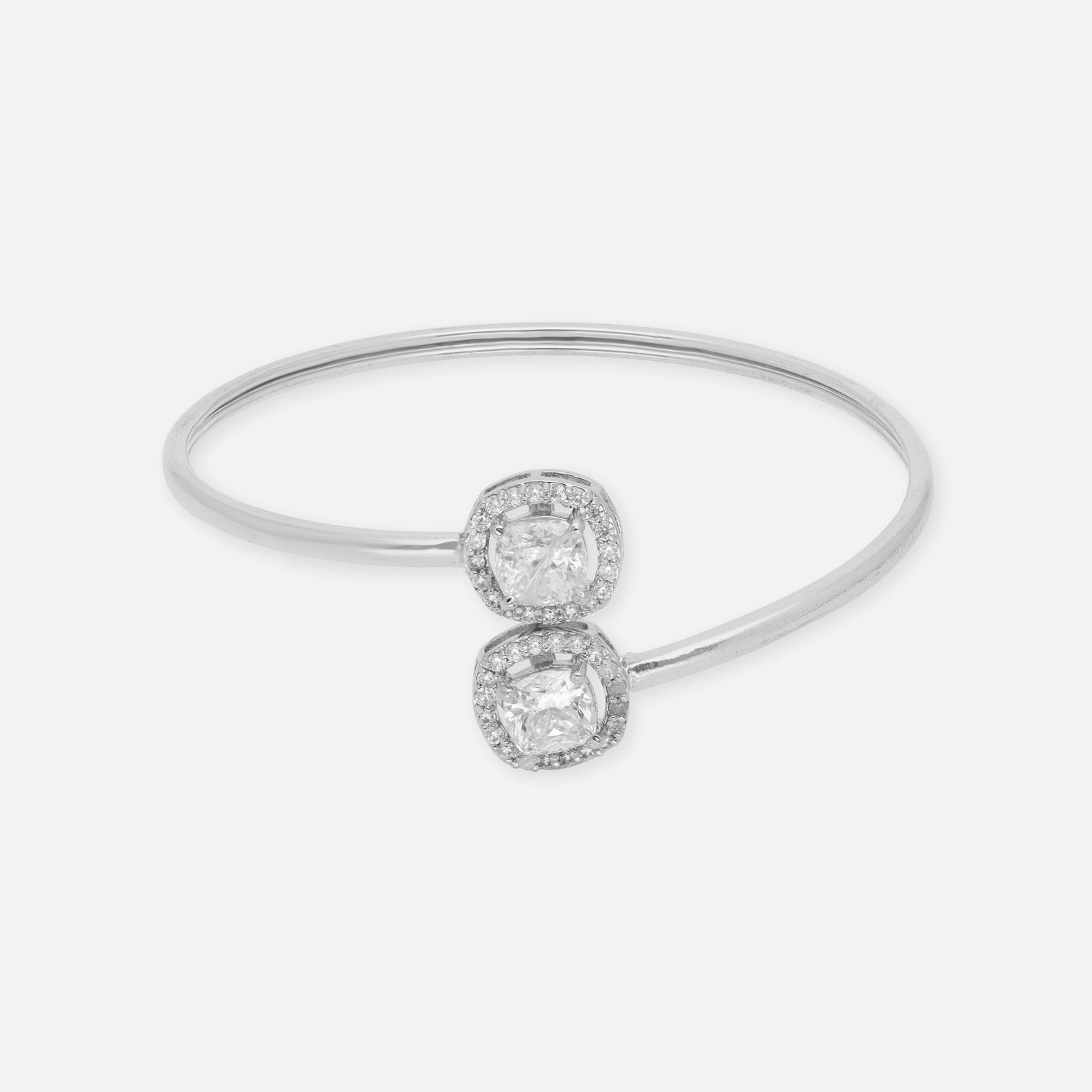 Sterling Silver Twin Cushion-Cut Halo Bracelet | SKU : 0022219657, 0022219442, 0003922101