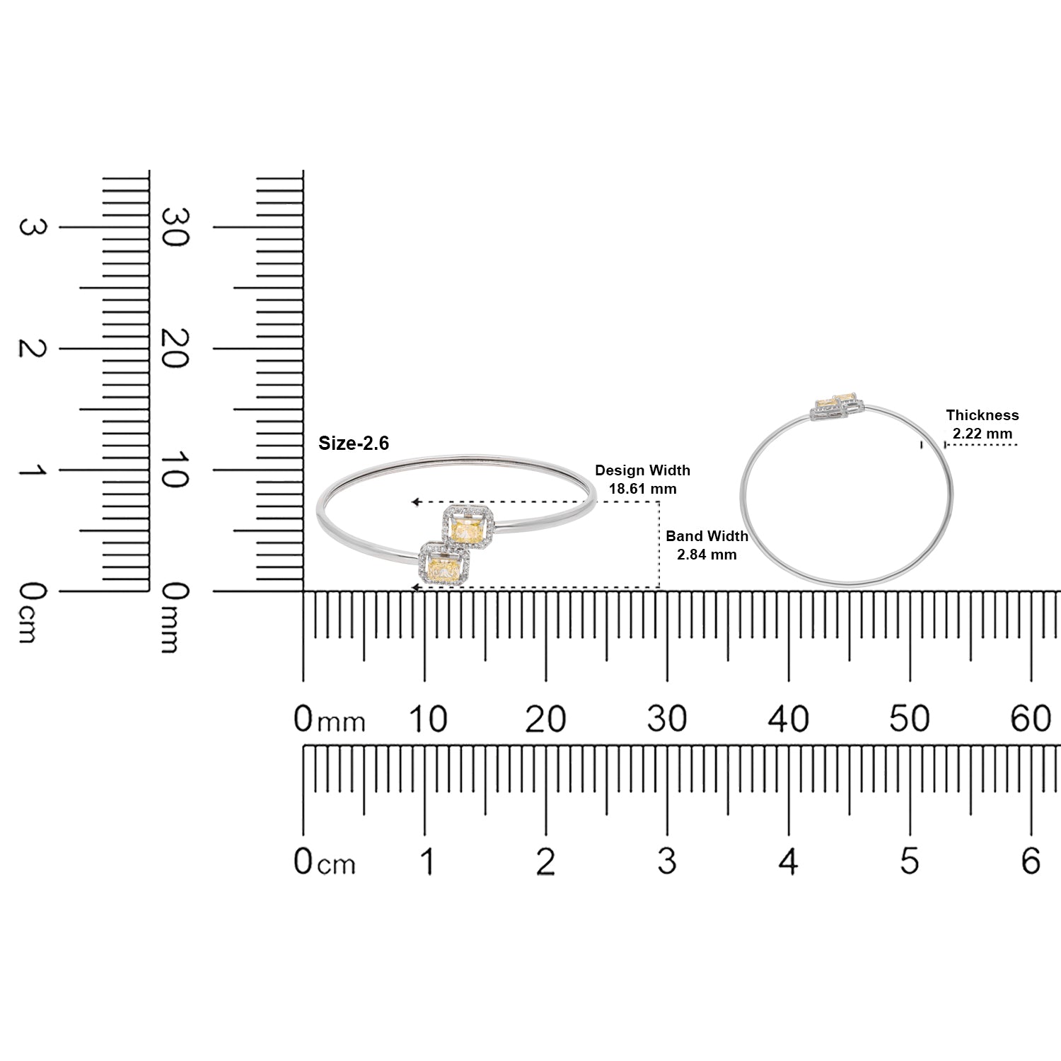 Sterling Silver Dual-Colored Gem Halo Open Bangles with Diamond Accents | SKU : 0022219671, 0022219466, 0003922125