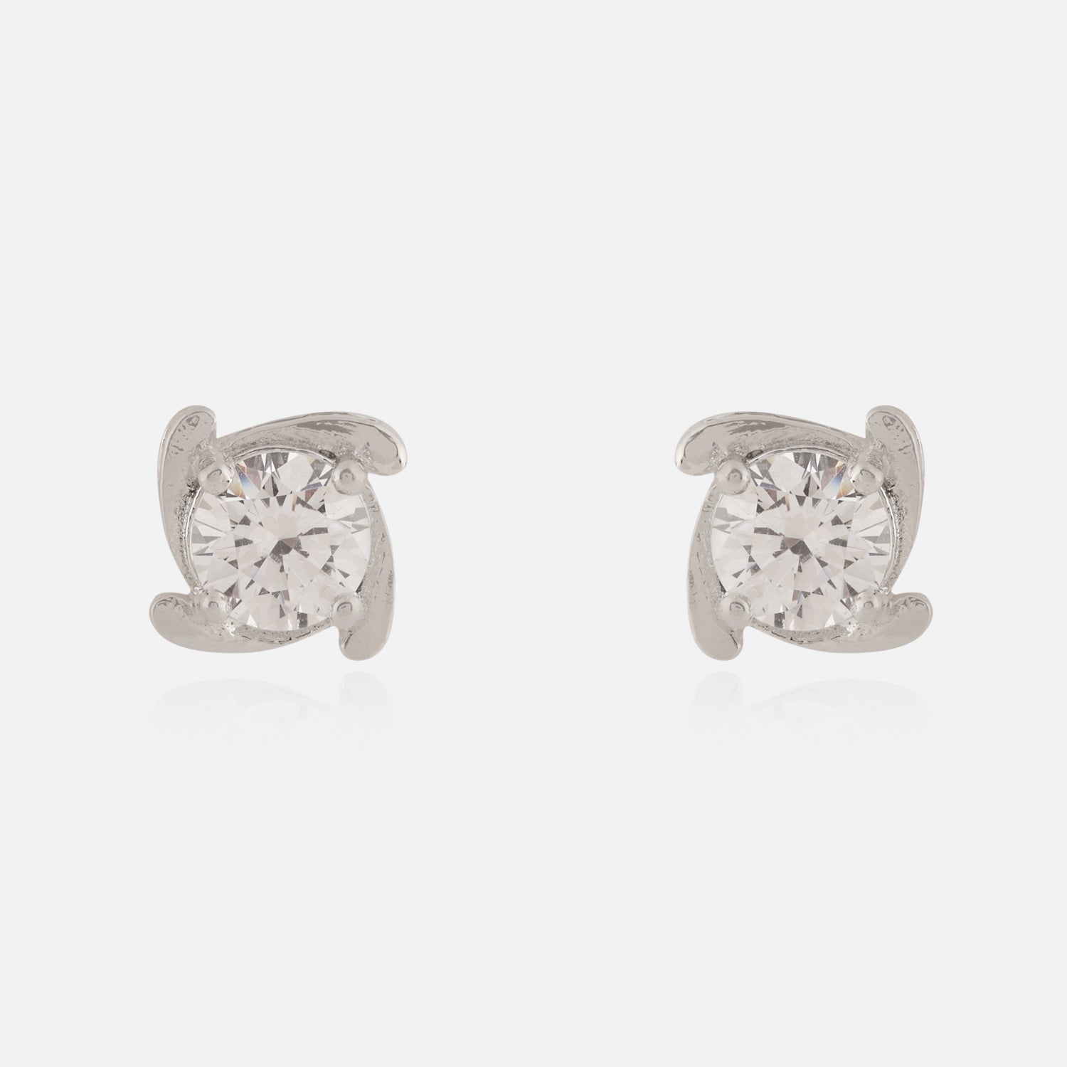 Sterling Silver Petal-Prong Cubic Zirconia Stud Earrings | SKU : 0022261199, 0022260017, 0003939581