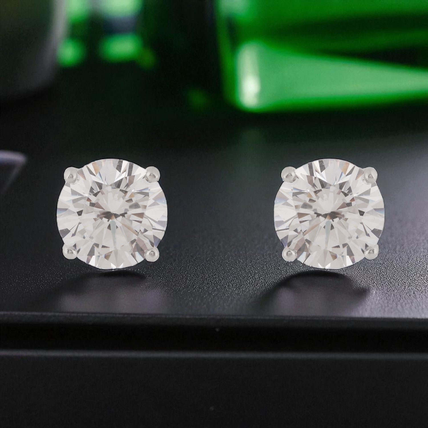Sterling Silver Round Solitaire Cubic Zirconia Stud Earrings | SKU : 0022260994, 0022259813, 0003939383