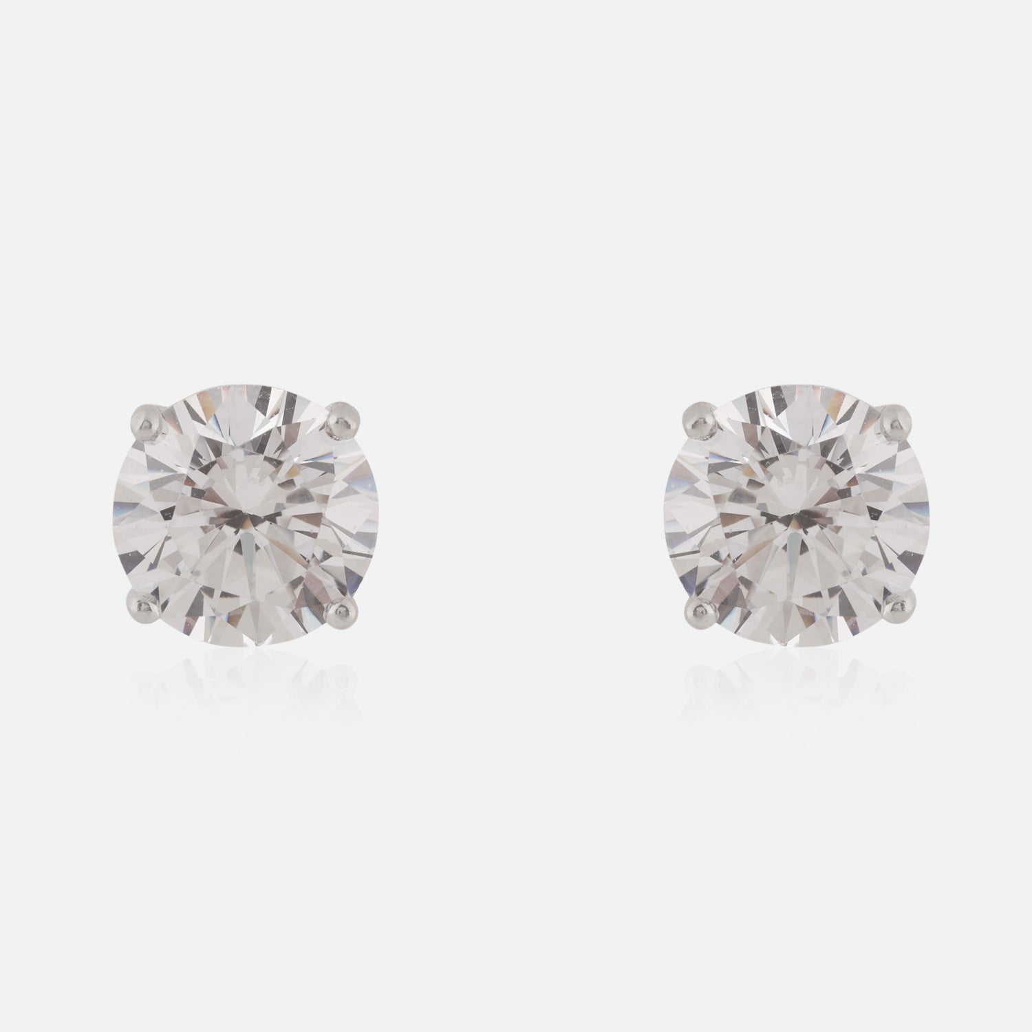 Sterling Silver Round Solitaire Cubic Zirconia Stud Earrings | SKU : 0022260994, 0022259813, 0003939383