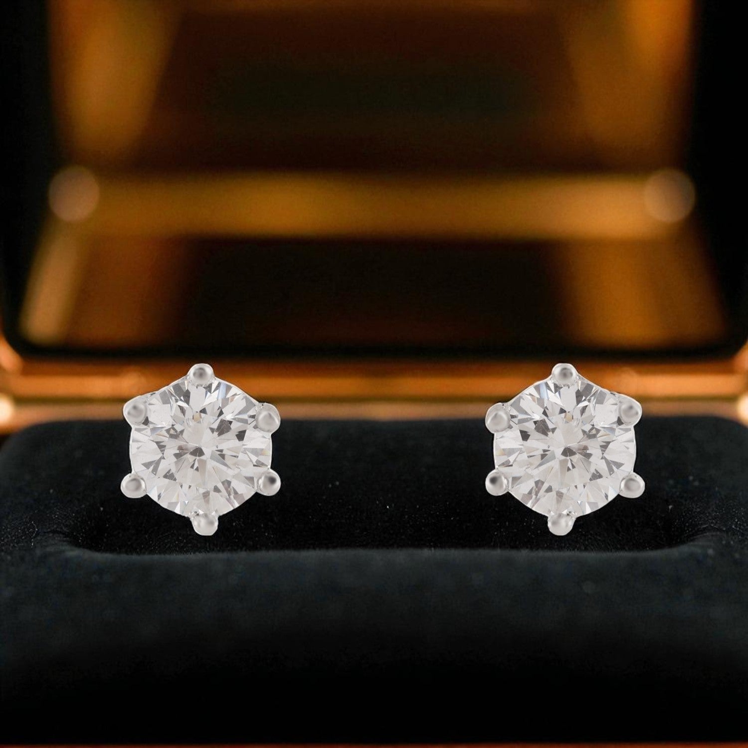 Sterling Silver Six-Prong Round Cubic Zirconia Stud Earrings | SKU : 0022261090, 0022259912, 0003939482