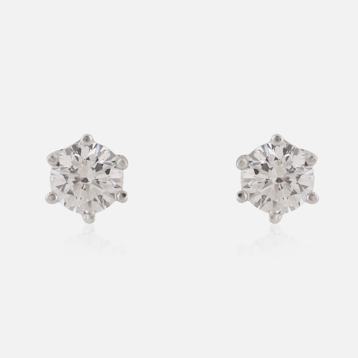 Sterling Silver Six-Prong Round Cubic Zirconia Stud Earrings | SKU : 0022261090, 0022259912, 0003939482