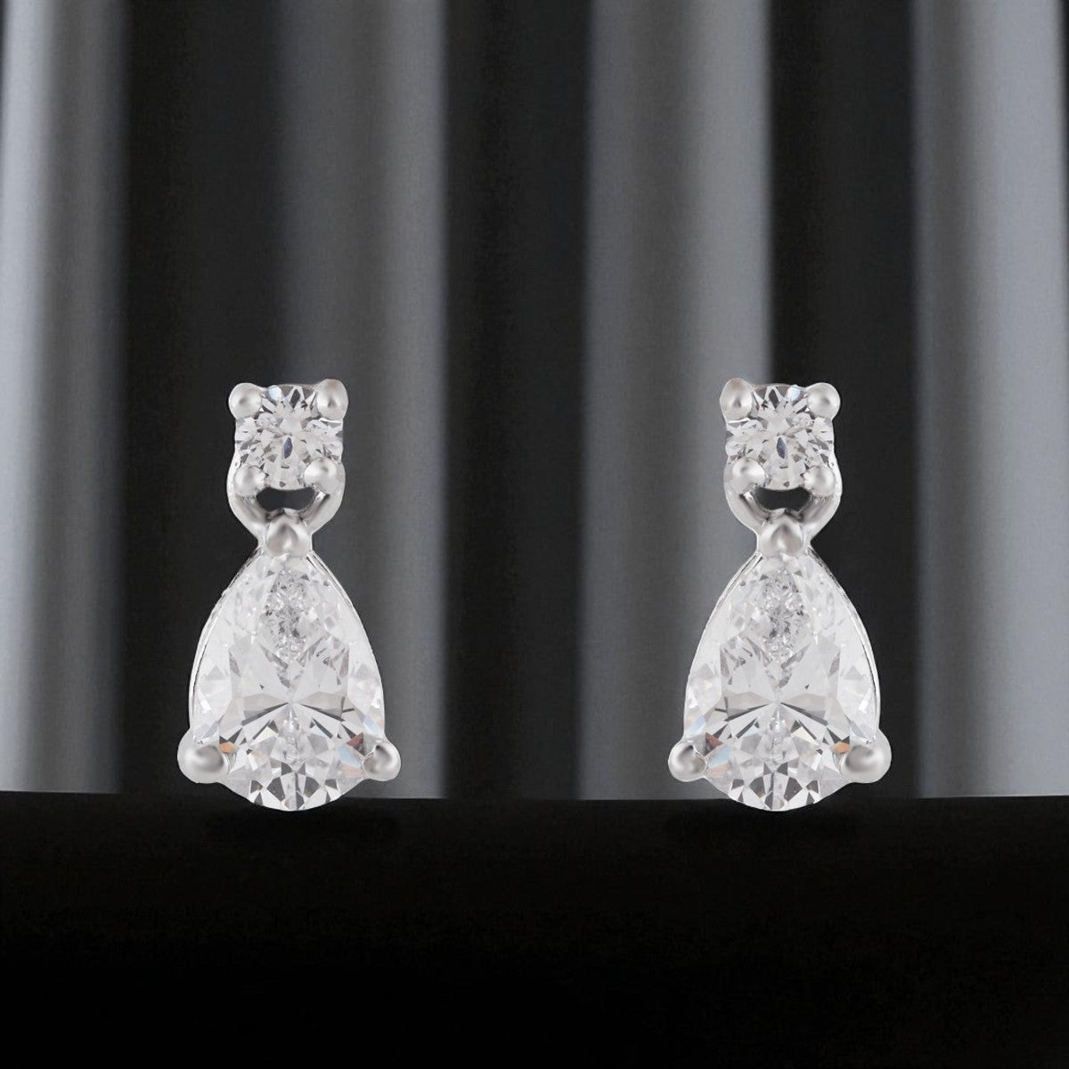Sterling Silver Pear Drop Cubic Zirconia Stud Earrings | SKU : 0022261137, 0022259950, 0003939529