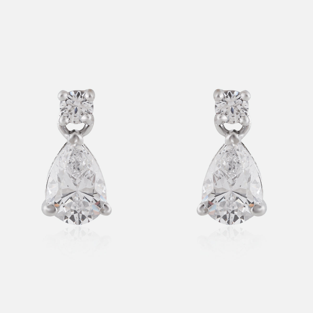 Sterling Silver Pear Drop Cubic Zirconia Stud Earrings | SKU : 0022261137, 0022259950, 0003939529