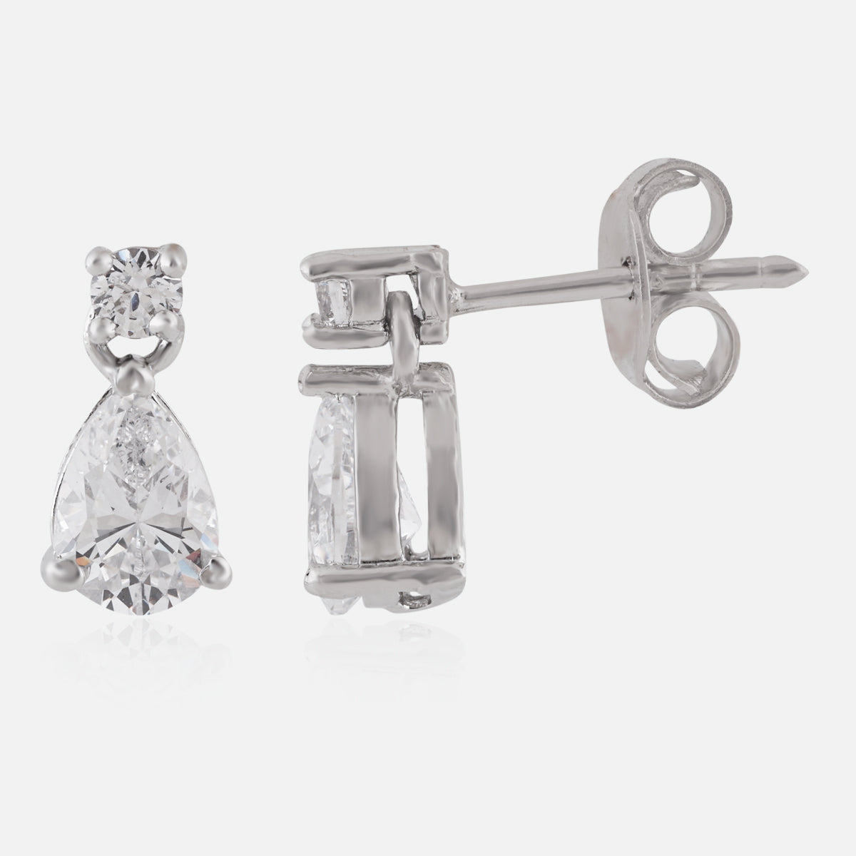Sterling Silver Pear Drop Cubic Zirconia Stud Earrings | SKU : 0022261137, 0022259950, 0003939529
