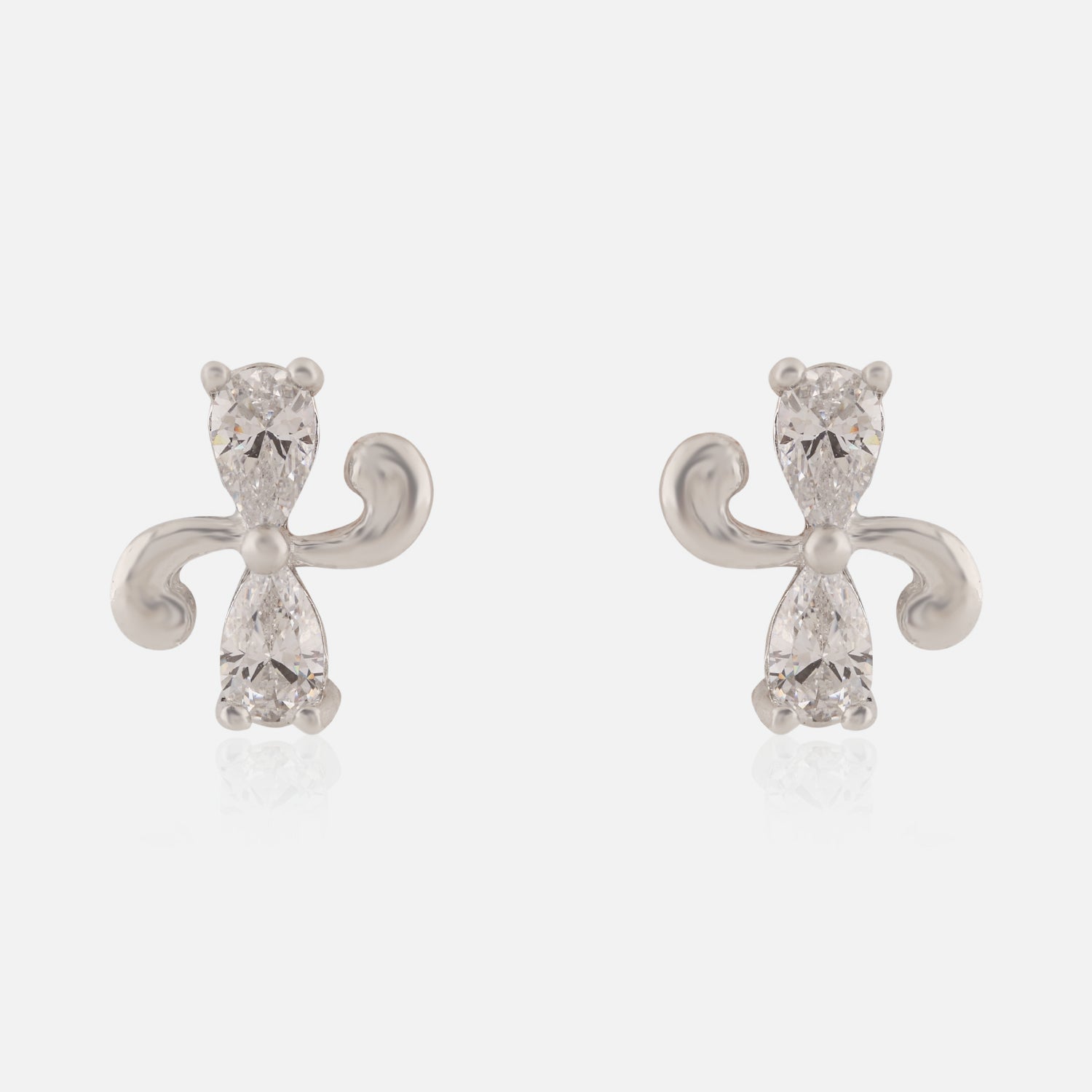 Sterling Silver Bow-Inspired Cubic Zirconia Stud Earrings | SKU : 0022261175, 0022259998, 0003939567