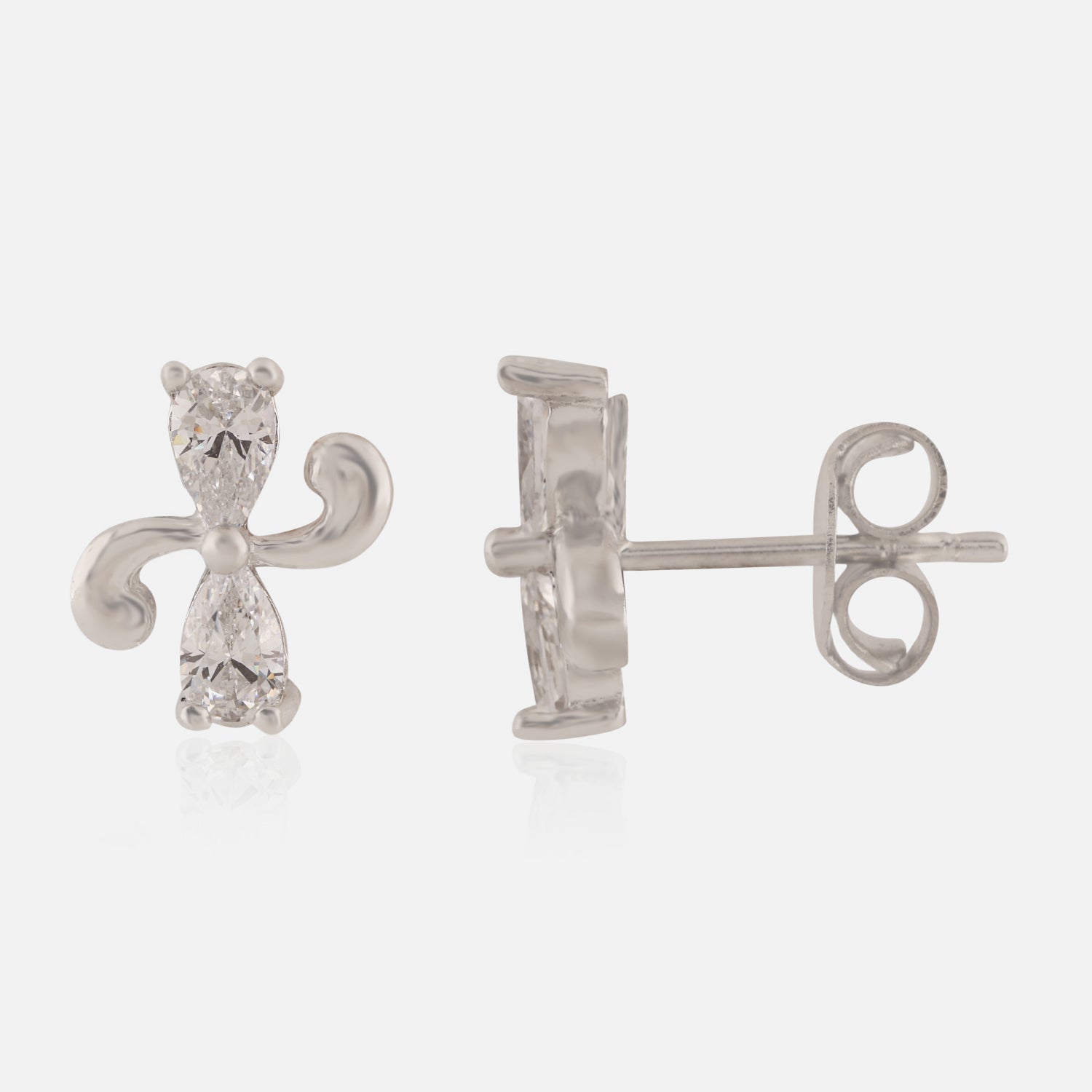 Sterling Silver Bow-Inspired Cubic Zirconia Stud Earrings | SKU : 0022261175, 0022259998, 0003939567