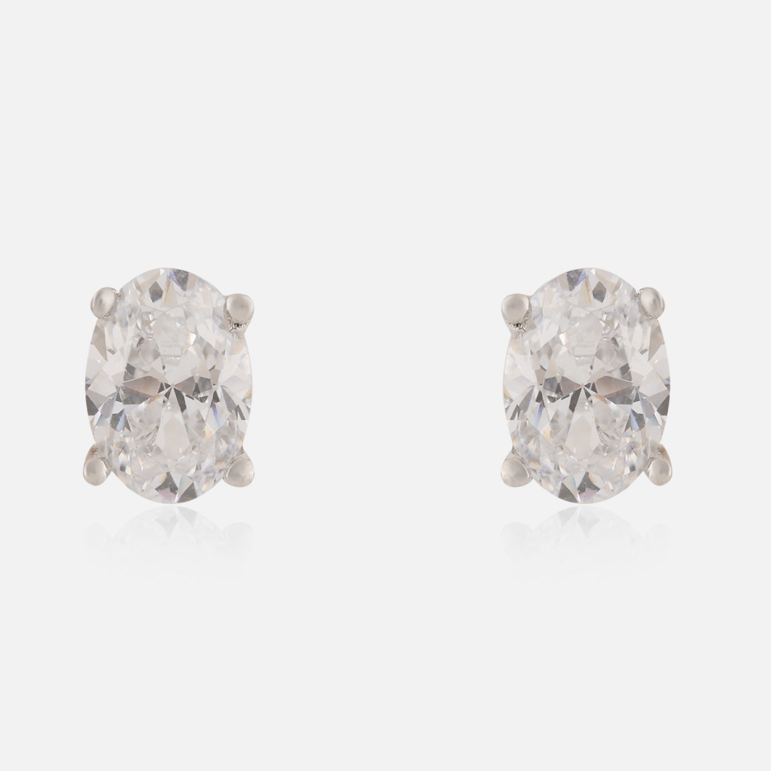 Sterling Silver Oval-Cut Cubic Zirconia Stud Earrings | SKU : 0022261311, 0022260130, 0003939703