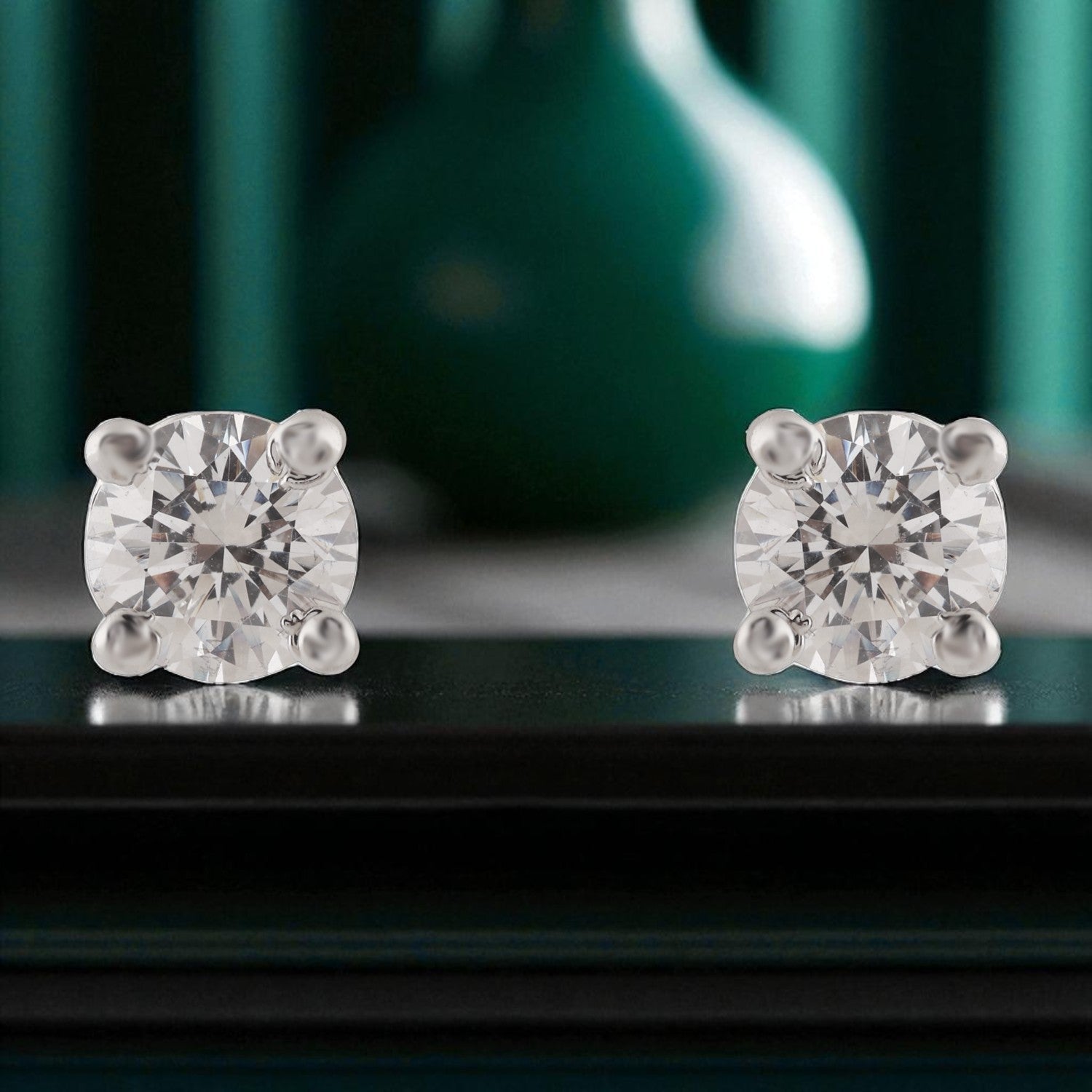 Sterling Silver Classic Four-Prong Cubic Zirconia Stud Earrings | SKU : 0022261373, 0022260192, 0003939765