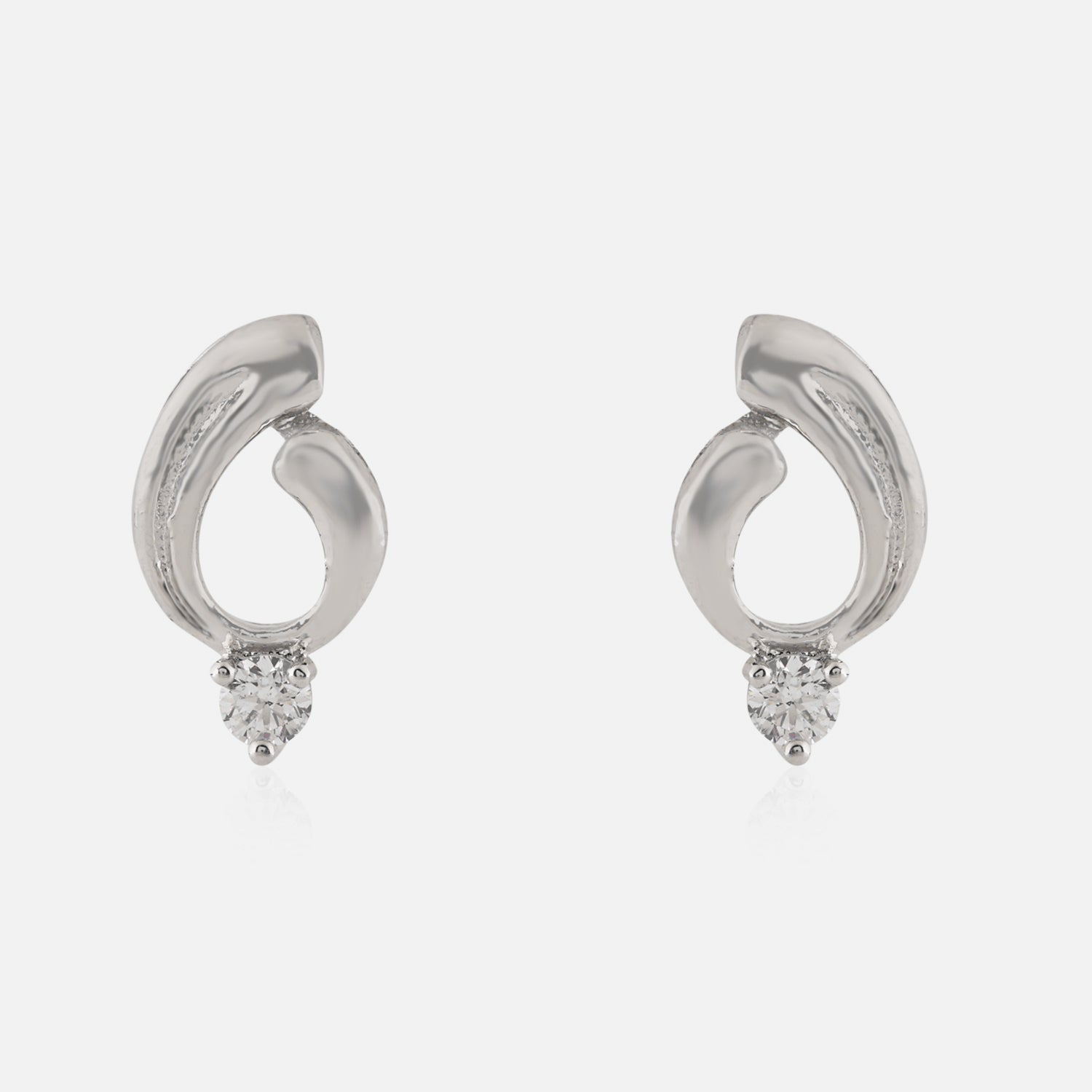 Sterling Silver Curved Loop Cubic Zirconia Stud Earrings | SKU : 0022261298, 0022260116, 0003939680