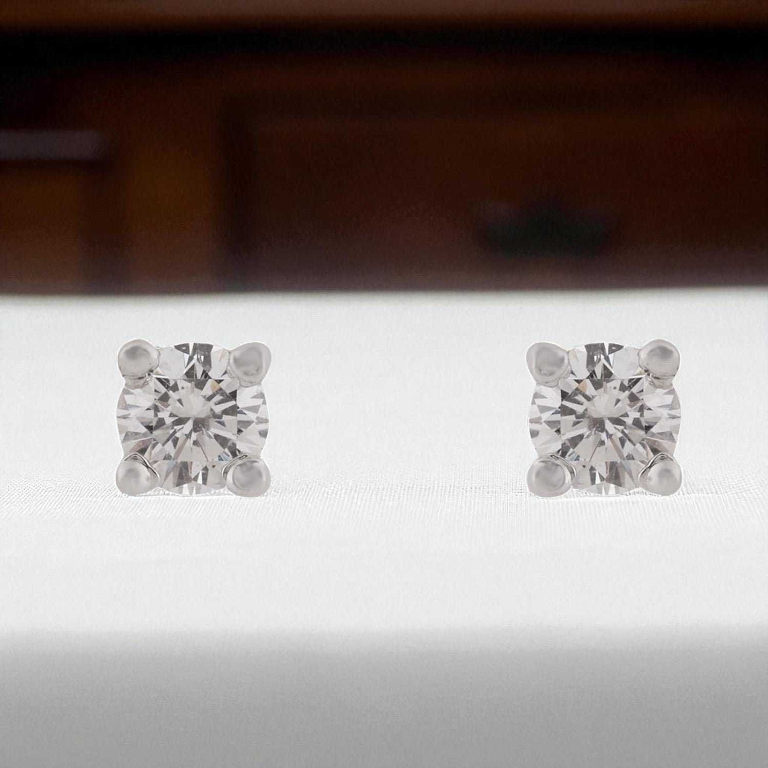 Sterling Silver Petite Round Cubic Zirconia Stud Earrings | SKU : 0022261335, 0022260154, 0003939727