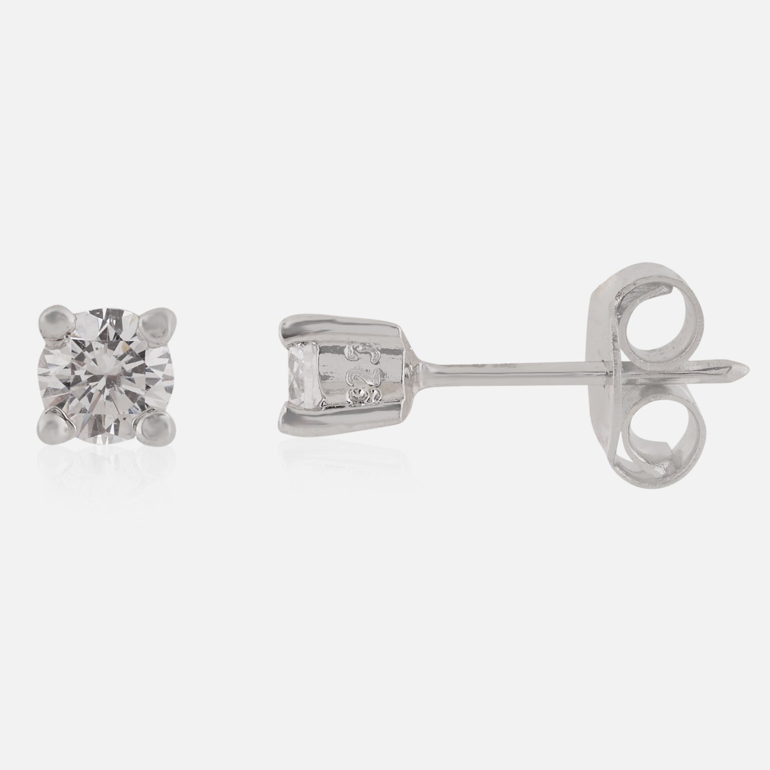 Sterling Silver Petite Round Cubic Zirconia Stud Earrings | SKU : 0022261335, 0022260154, 0003939727