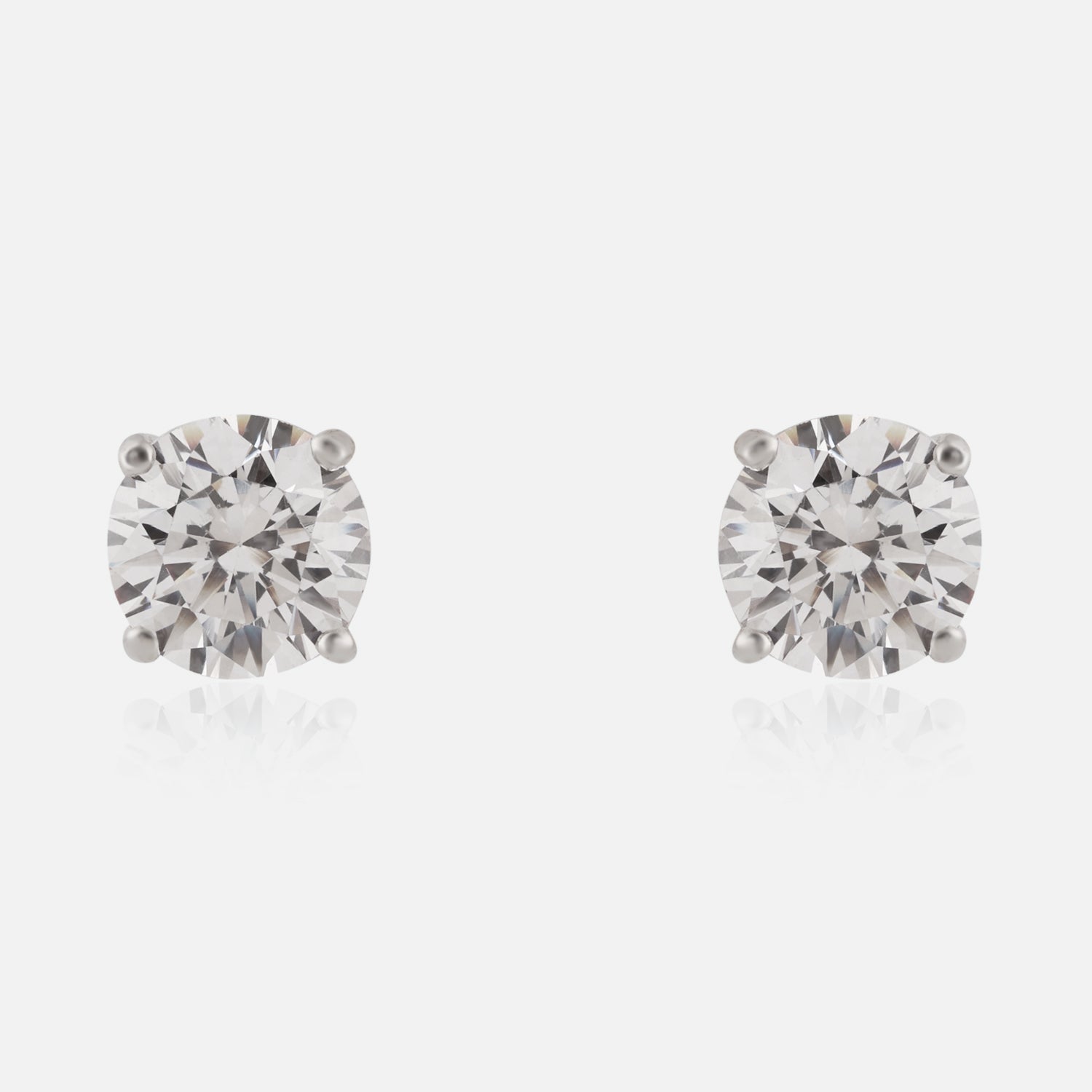 Sterling Silver Round Solitaire Cubic Zirconia Stud Earrings | SKU : 0022261458, 0022260277, 0003939840