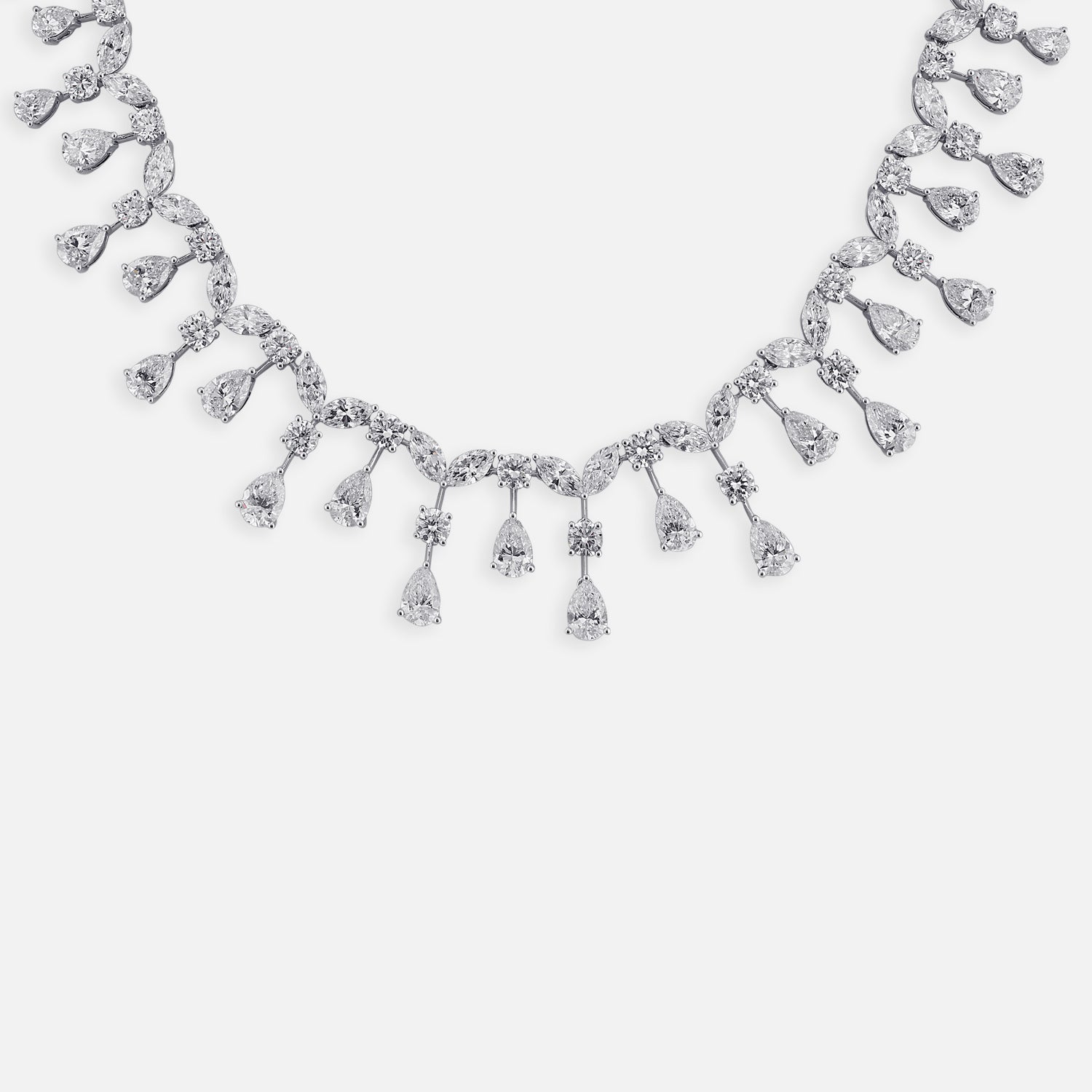Lab-Grown Diamond Cascade Necklace in 18K White Gold | SKU : 0004952718