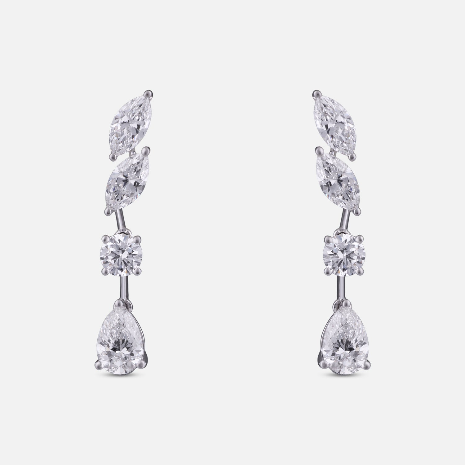 Lab-Grown Marquise and Pear Diamond Drop Earrings in 18K White Gold | SKU : 0004952725