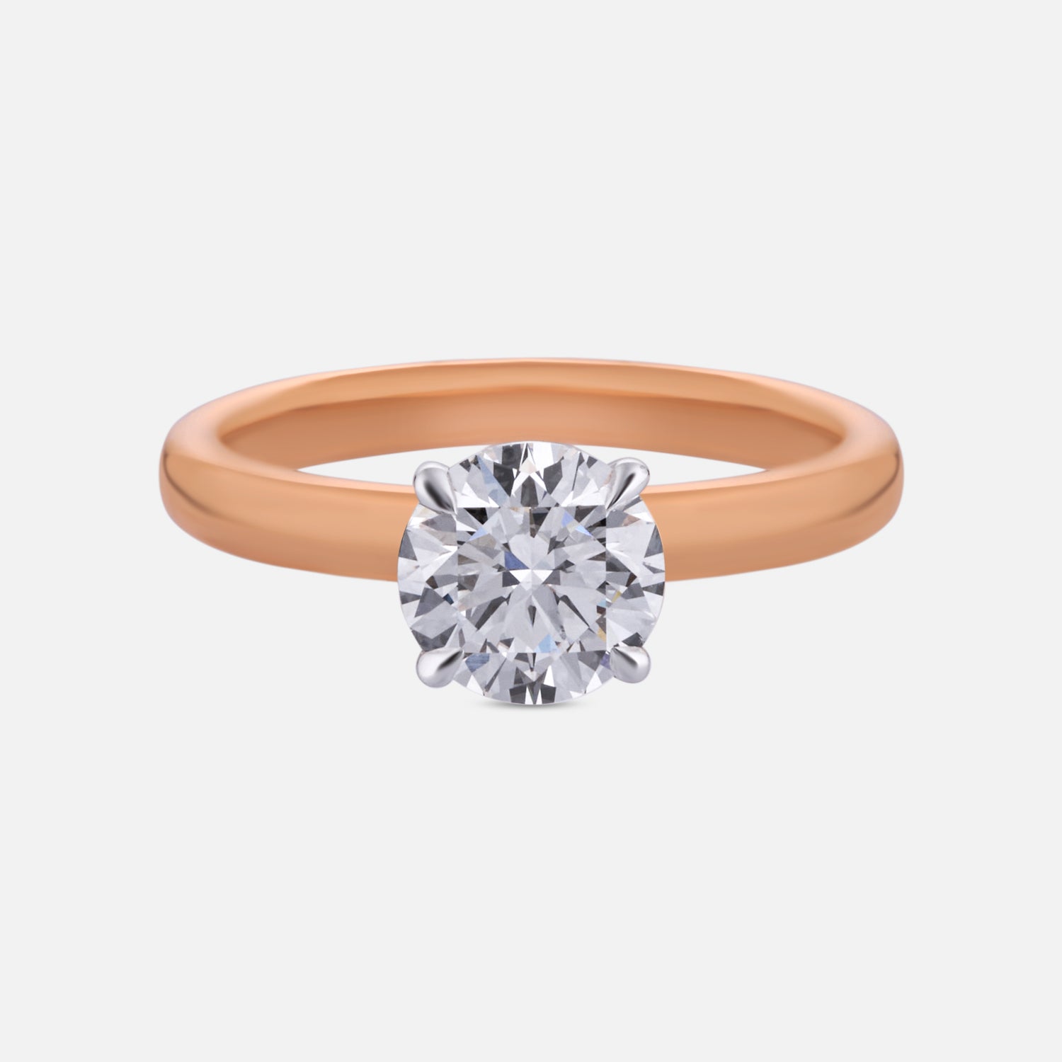 Amber Glow Lab Grown Solitaire Diamond Ring in Rose Gold | SKU : 0004952756