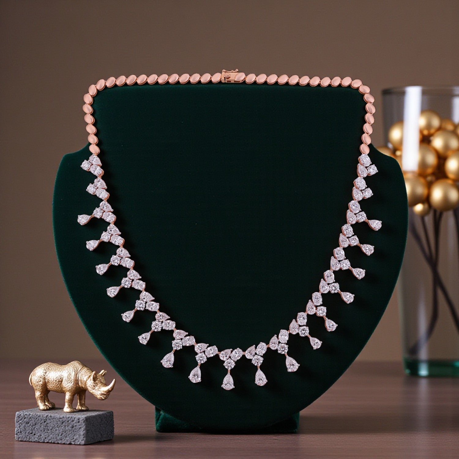 Lab-Grown Diamond Fringe Necklace in 18K Rose Gold | SKU : 0004952787