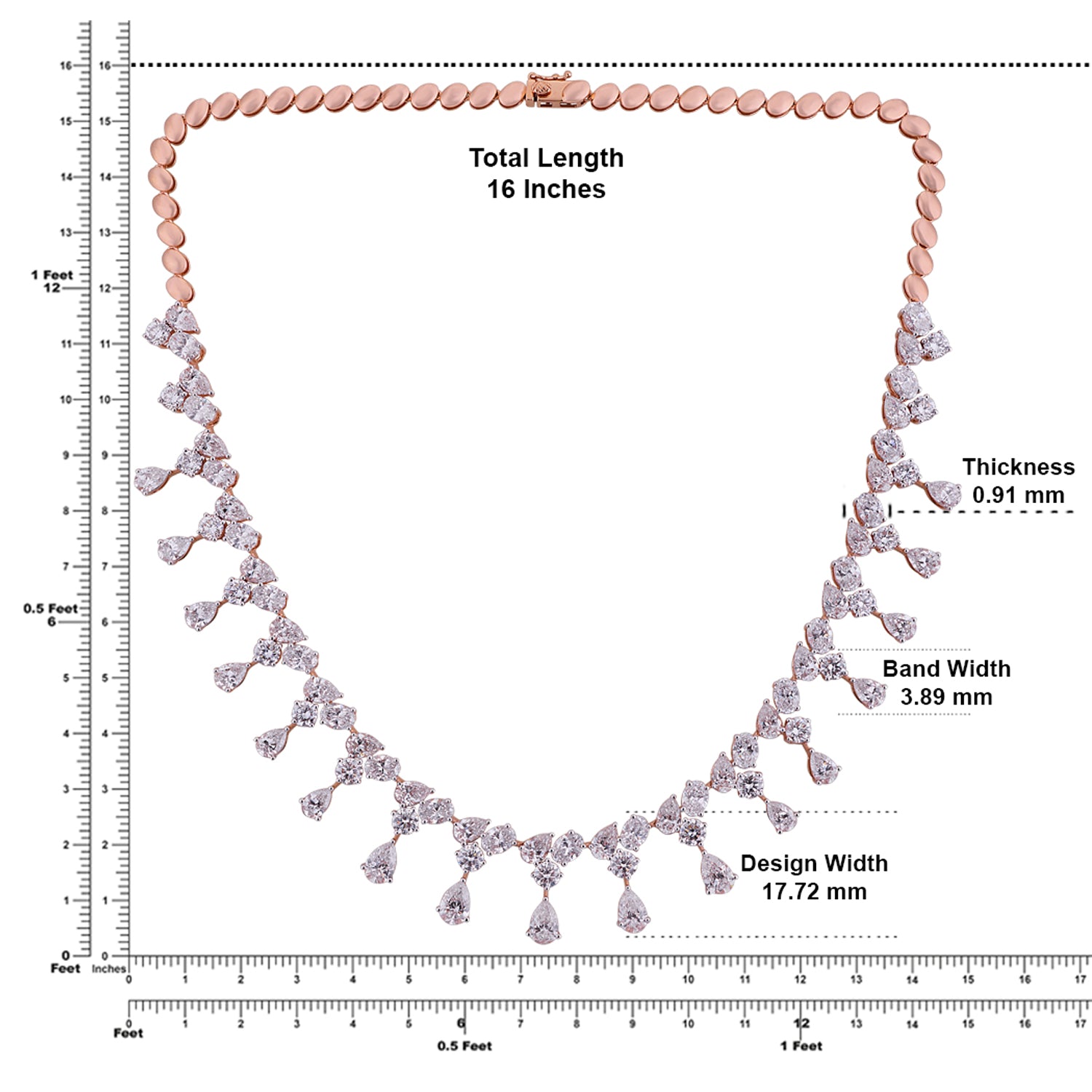 Lab-Grown Diamond Fringe Necklace in 18K Rose Gold | SKU : 0004952787