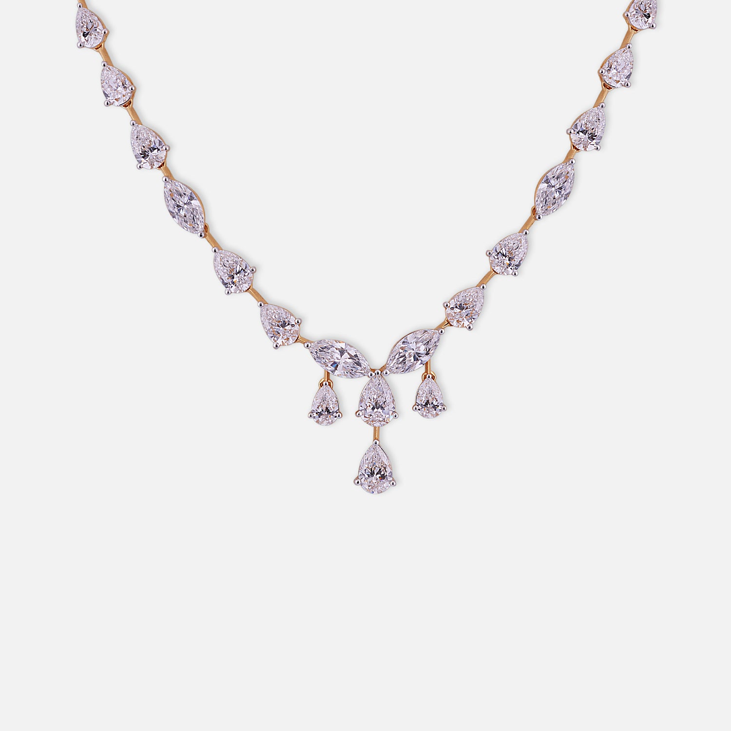 Lab-Grown Pear and Marquise Diamond Necklace in 18K Yellow Gold | SKU : 0004952909