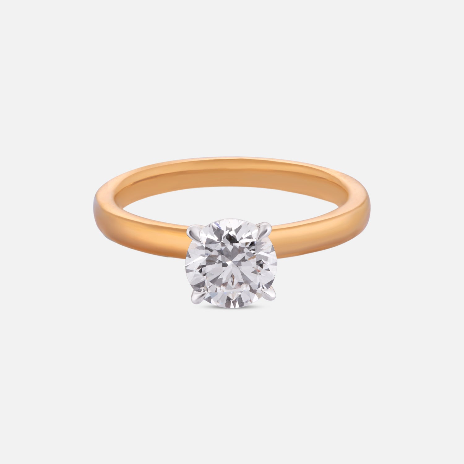 Refined Round Brilliant Lab-Grown Diamond Solitaire Ring in Yellow Gold | SKU : 0004953074