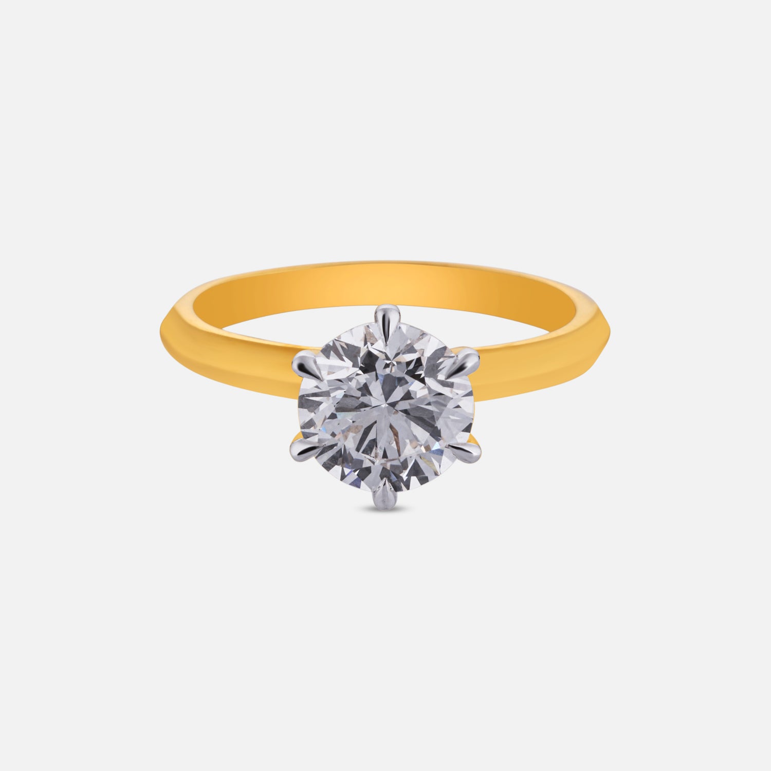 Golden Radiance Lab Grown Six Prong Diamond Ring in Yellow Gold | SKU : 0004953173