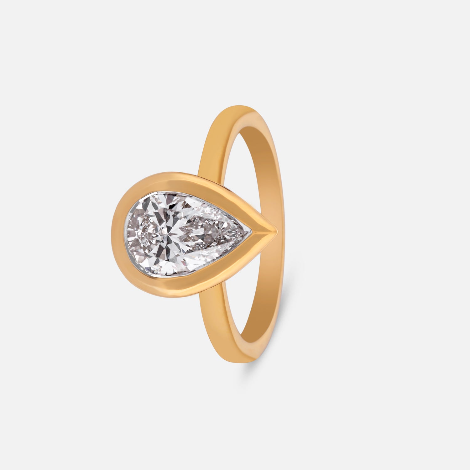Celeste Drop Lab Grown Pear Cut Diamond Ring in Yellow Gold | SKU : 0004953210