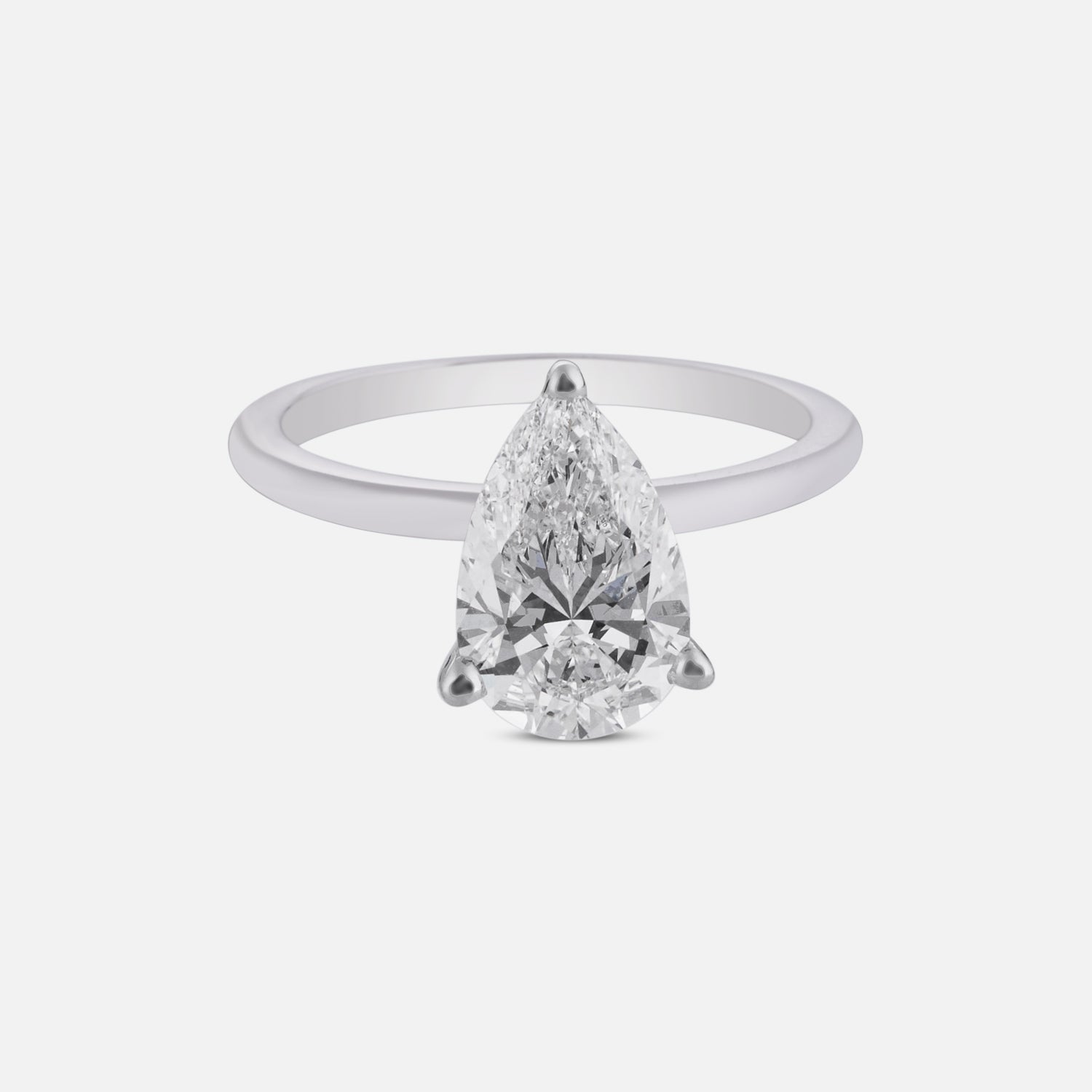 Modern Pear-Shaped Lab-Grown Diamond Solitaire Ring in White Gold | SKU : 0004953234
