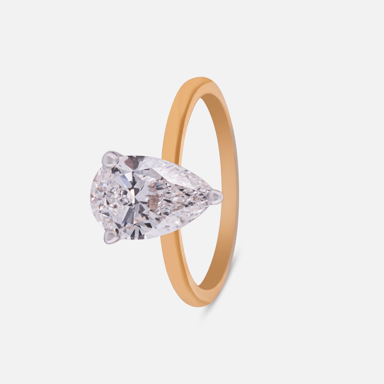 Graceful Pear-Shaped Lab-Grown Diamond Solitaire Ring in Yellow Gold | SKU : 0004953241