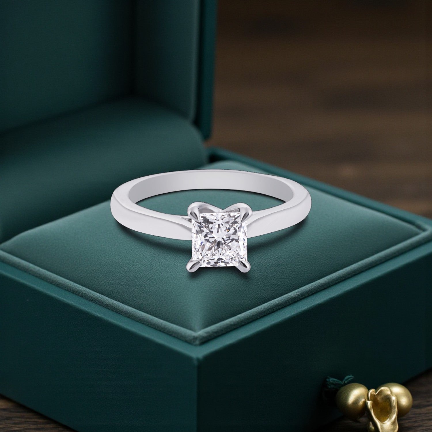 Princess-Cut Lab-Grown Diamond Solitaire Ring in White Gold | SKU : 0004953326