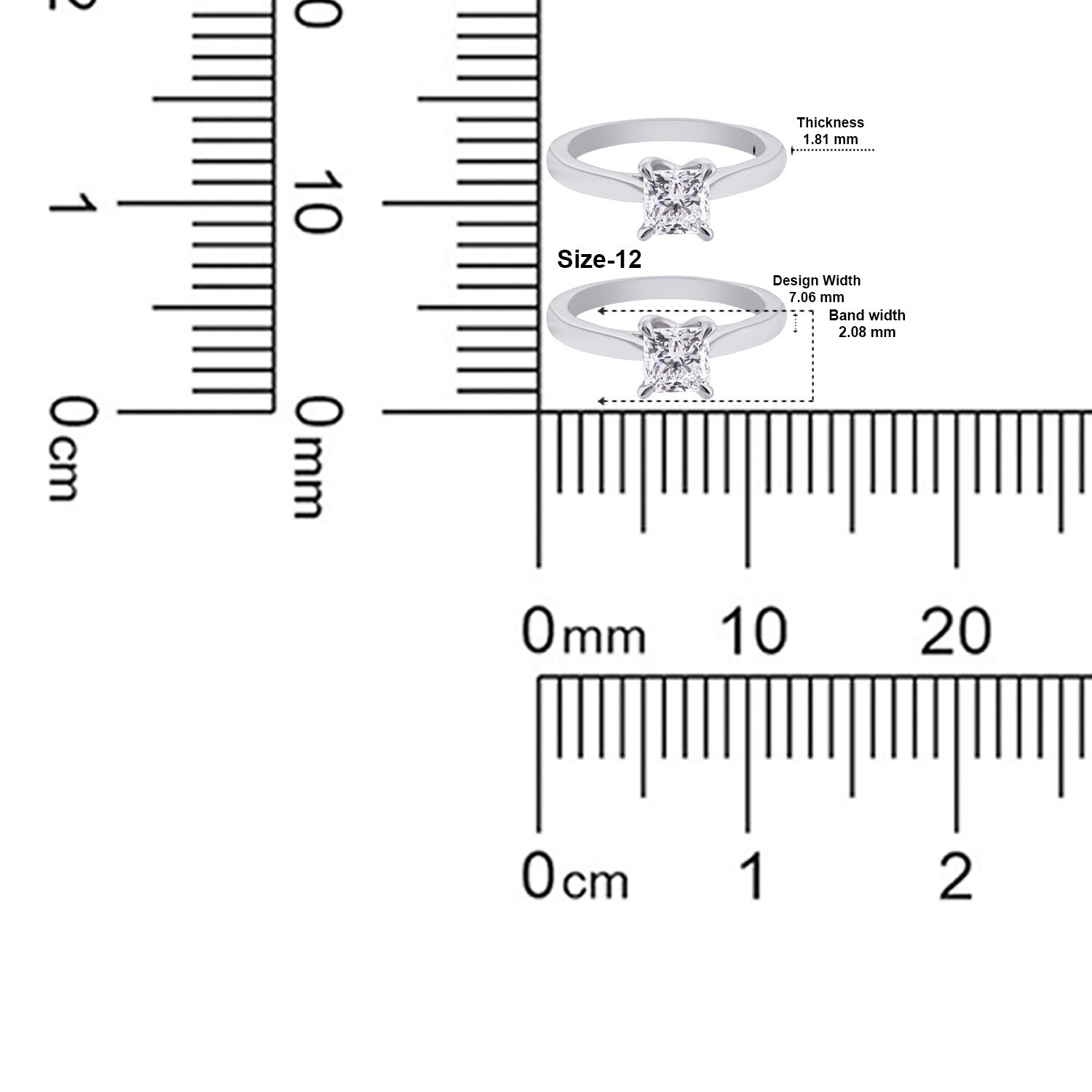 Princess-Cut Lab-Grown Diamond Solitaire Ring in White Gold | SKU : 0004953326
