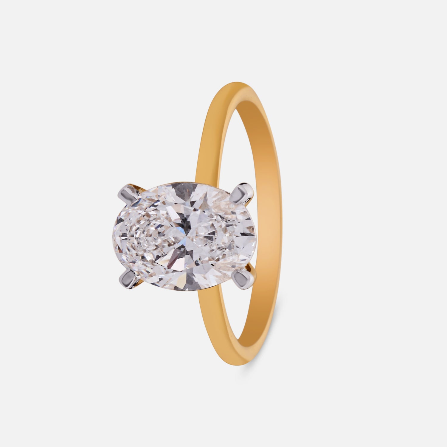 Oval-Cut Lab-Grown Diamond Solitaire Ring in Yellow Gold | SKU : 0004953340