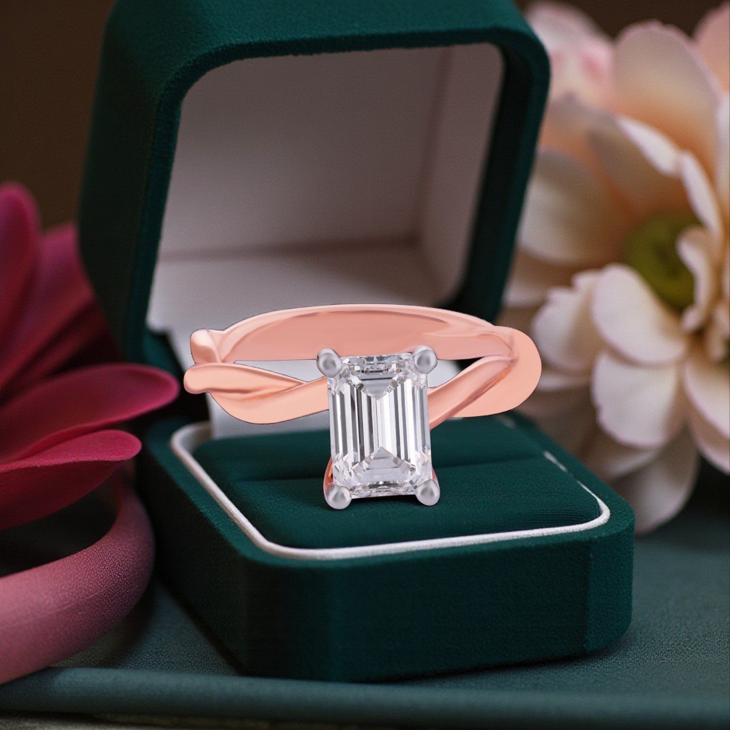 Emerald-Cut Lab-Grown Diamond Solitaire Ring in Rose Gold | SKU : 0004953357