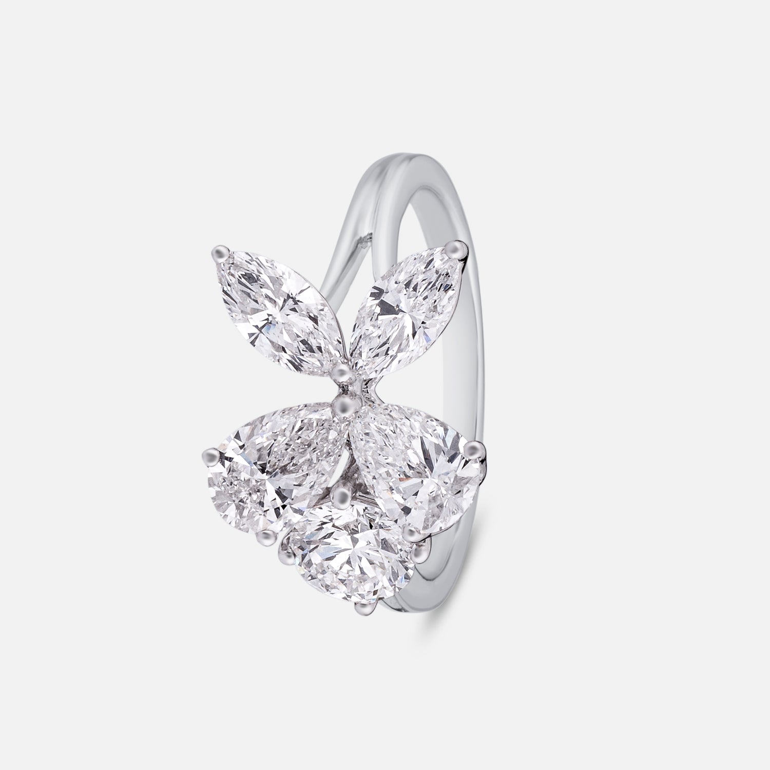 Diamond Blossom Cluster Ring in White Gold | SKU : 0004953371