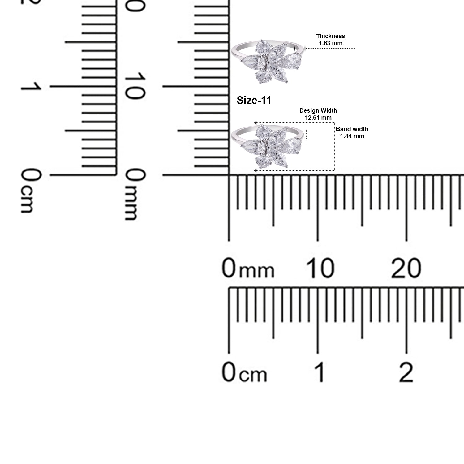 Floral Symphony Diamond Cluster Ring in White Gold | SKU : 0004953388