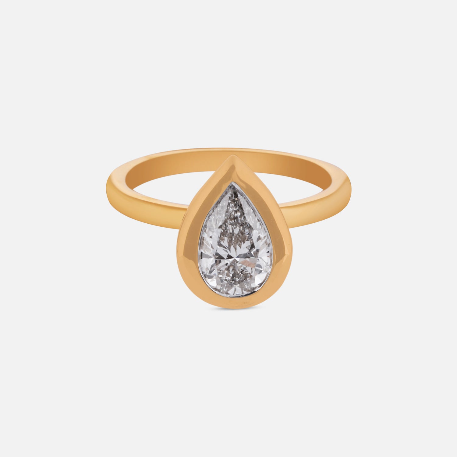 Golden Dew Lab Grown Pear Cut Diamond Ring in Yellow Gold | SKU : 0004953449