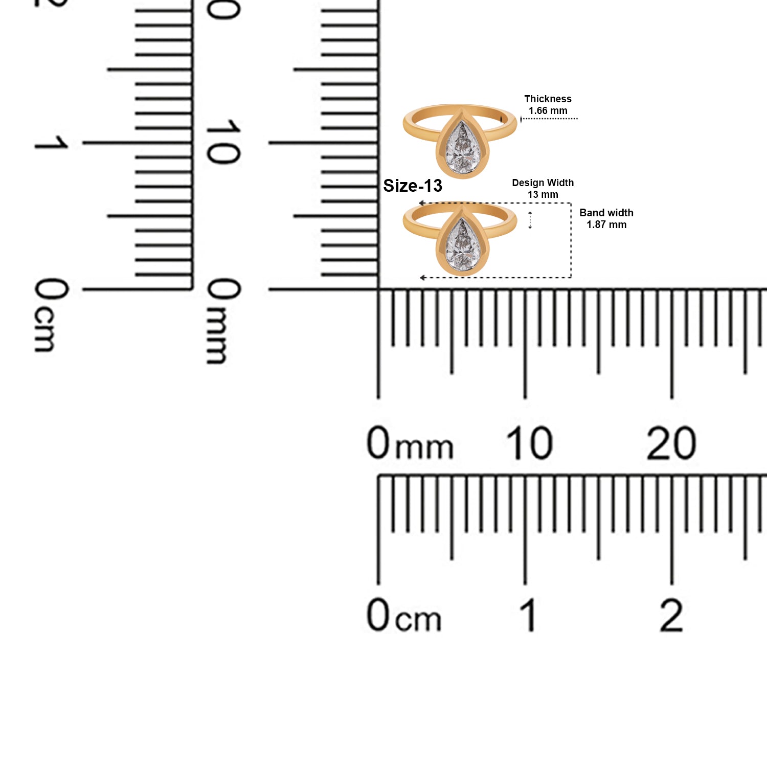 Golden Dew Lab Grown Pear Cut Diamond Ring in Yellow Gold | SKU : 0004953449